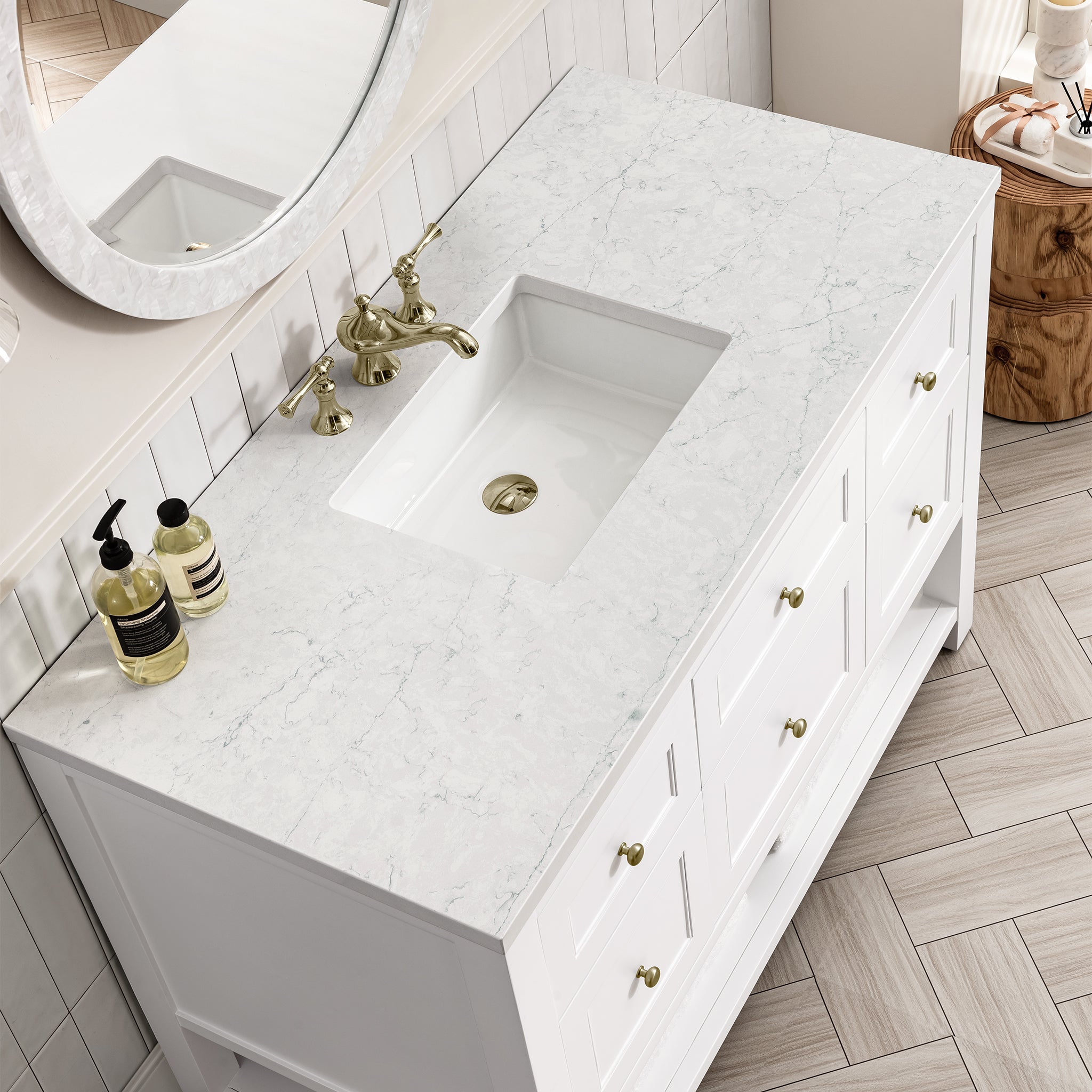 James Martin Breckenridge 48" Single Vanity in Bright White with 3cm Countertop