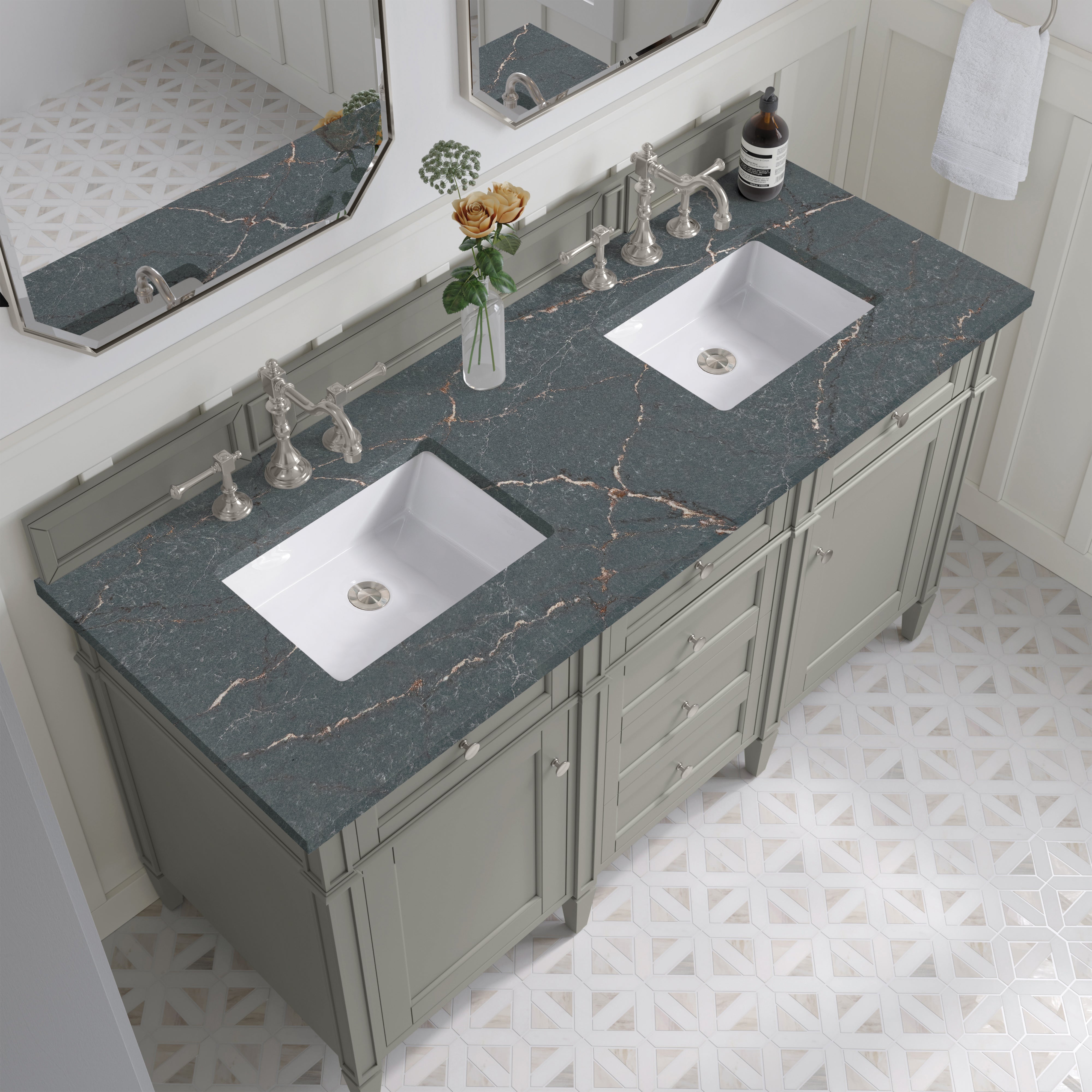 James Martin Brittany 60" Double Vanity in Urban Gray with 3cm Countertop