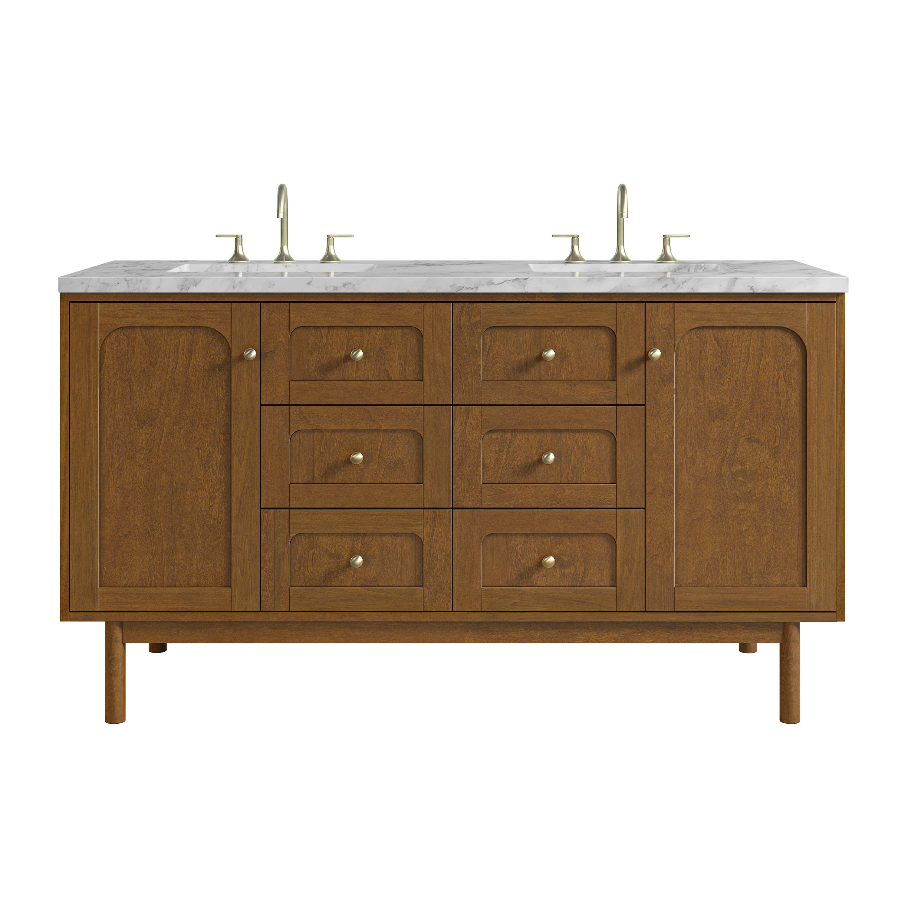 James Martin Laurent 60" Double Vanity in Honey Oak with 3cm Countertop