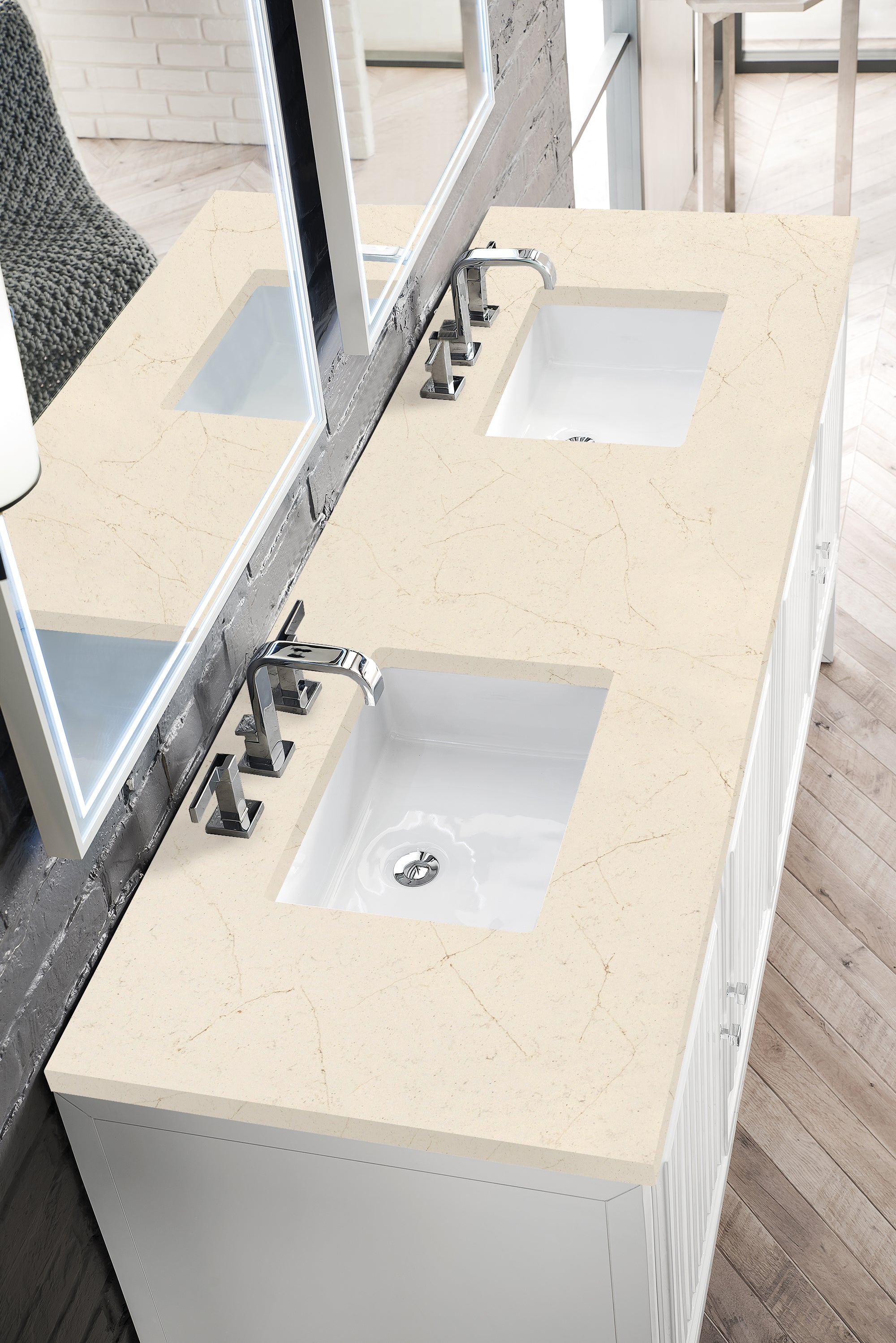 James Martin Athens 72" Double Vanity in Glossy White with 3cm Countertop