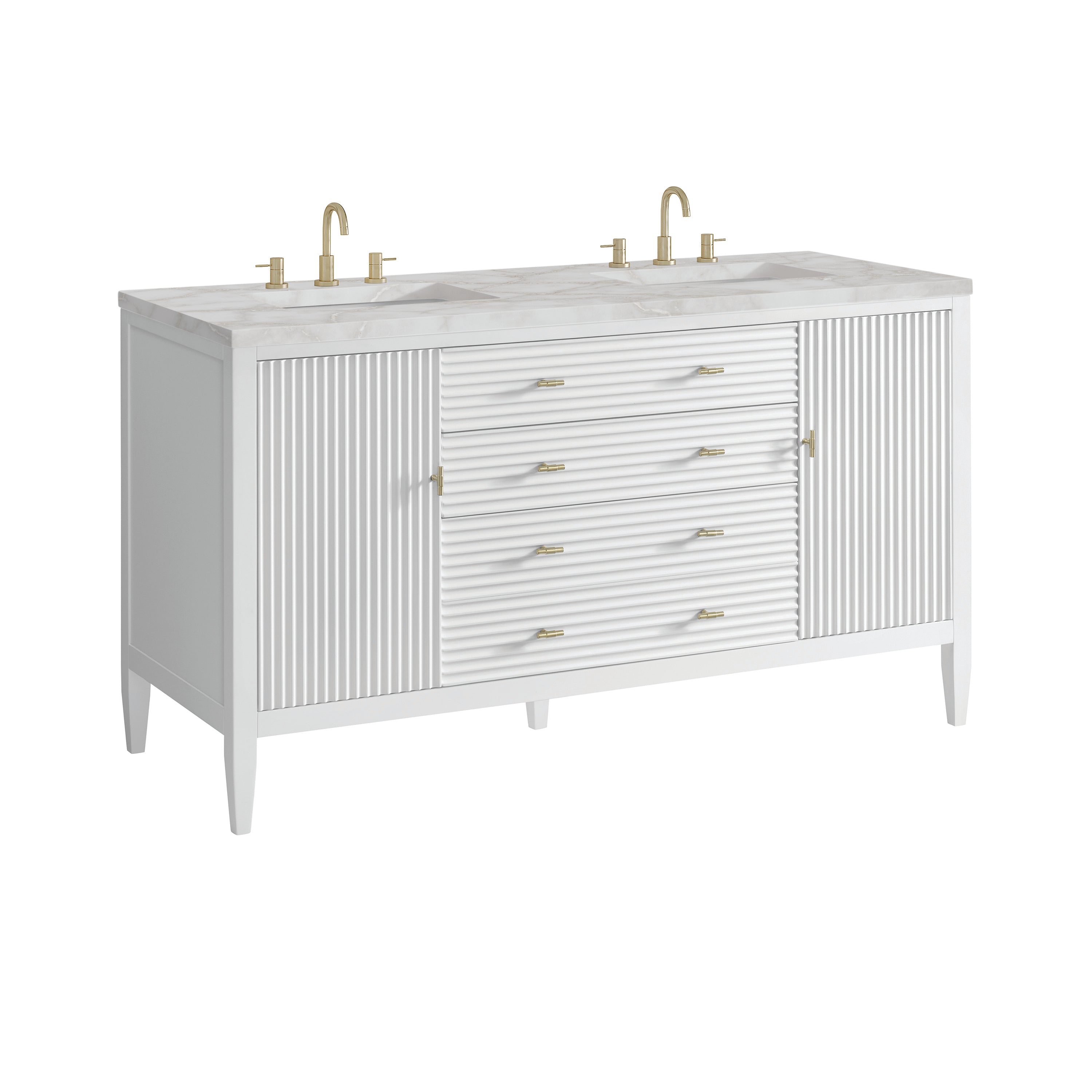 James Martin Myrrin 60" Double Vanity in Bright White with 3cm Countertop