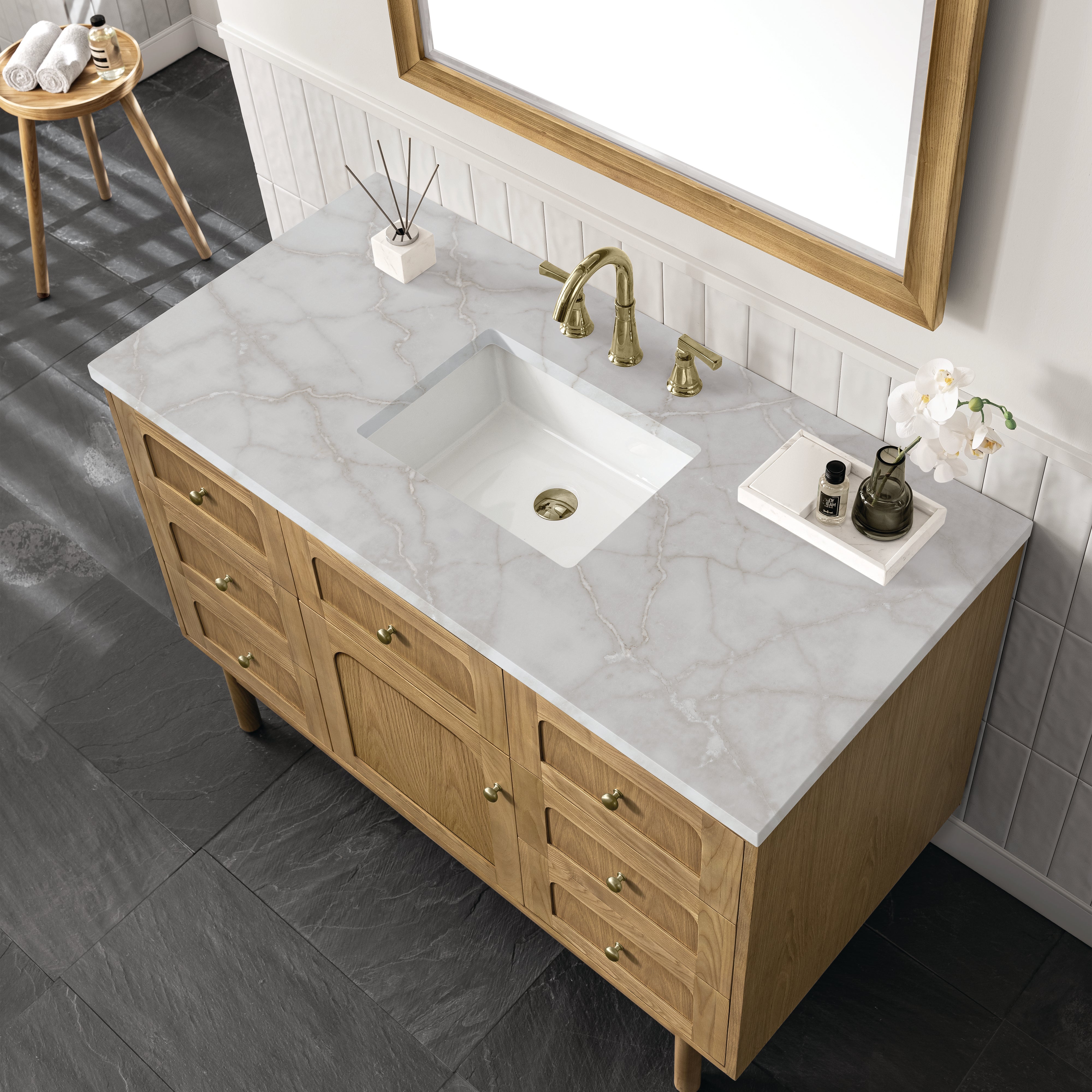 James Martin Laurent 48" Single Vanity in Light Natural Oak with 3cm Countertop
