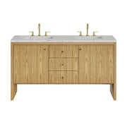 James Martin Hudson 60" Double Vanity in Light Natural Oak with 3cm Countertop and FreePower Wireless Charger