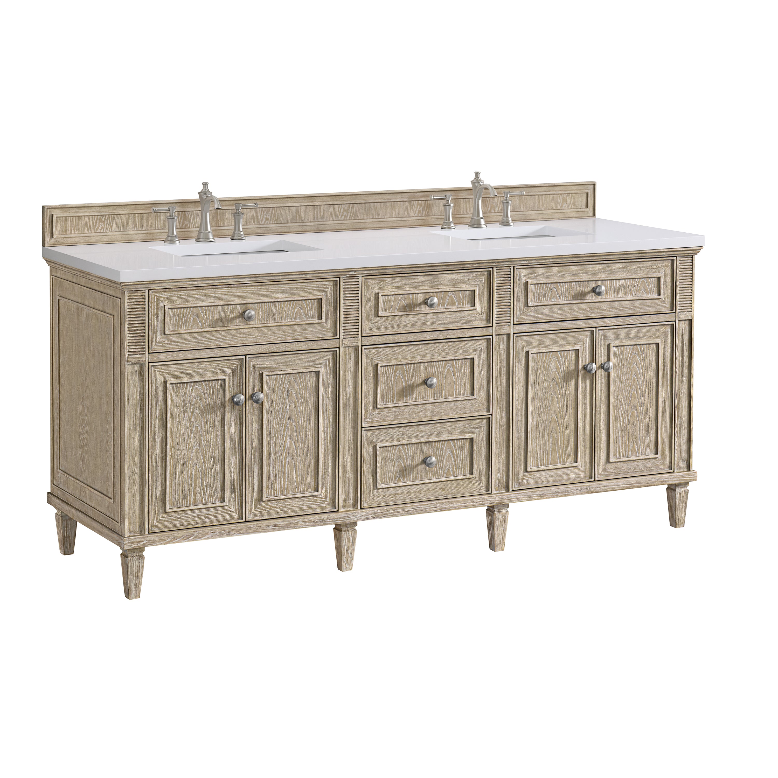 James Martin Lorelai 72" Double Vanity in Whitewashed Oak with 3cm Countertop