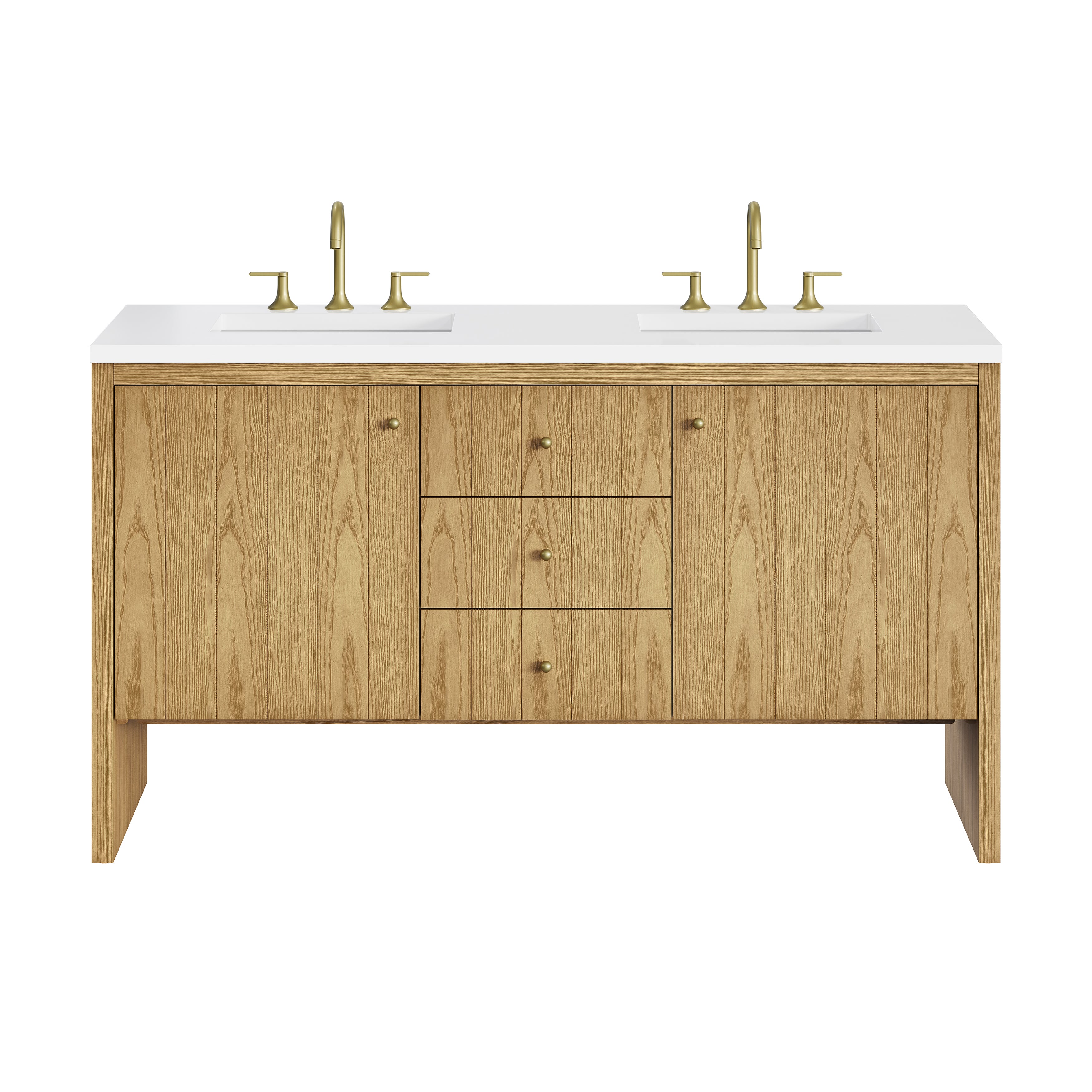 James Martin Hudson 60" Double Vanity in Light Natural Oak with 3cm Countertop