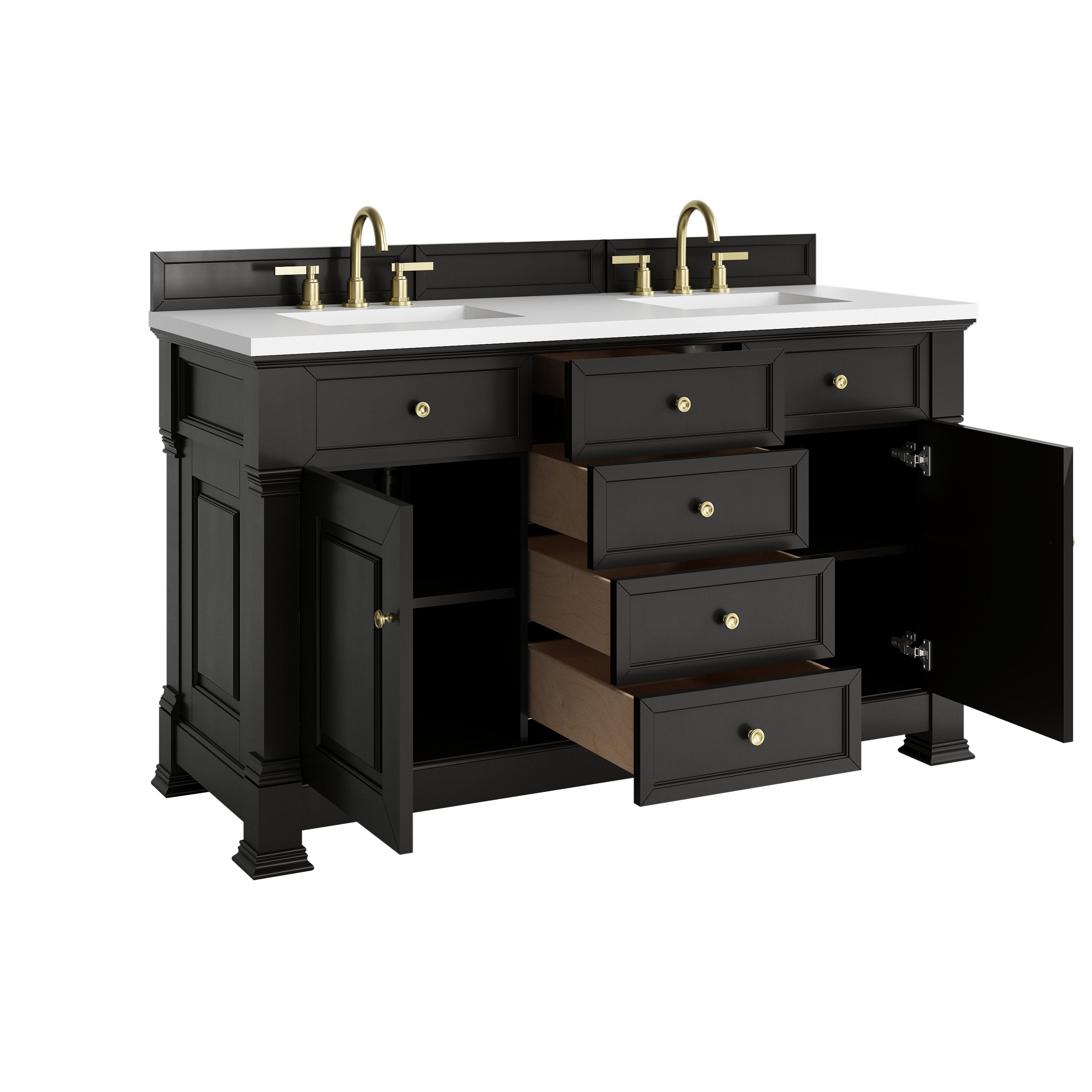 James Martin Brookfield 60" Double Vanity in Black Onyx with 3cm Countertop