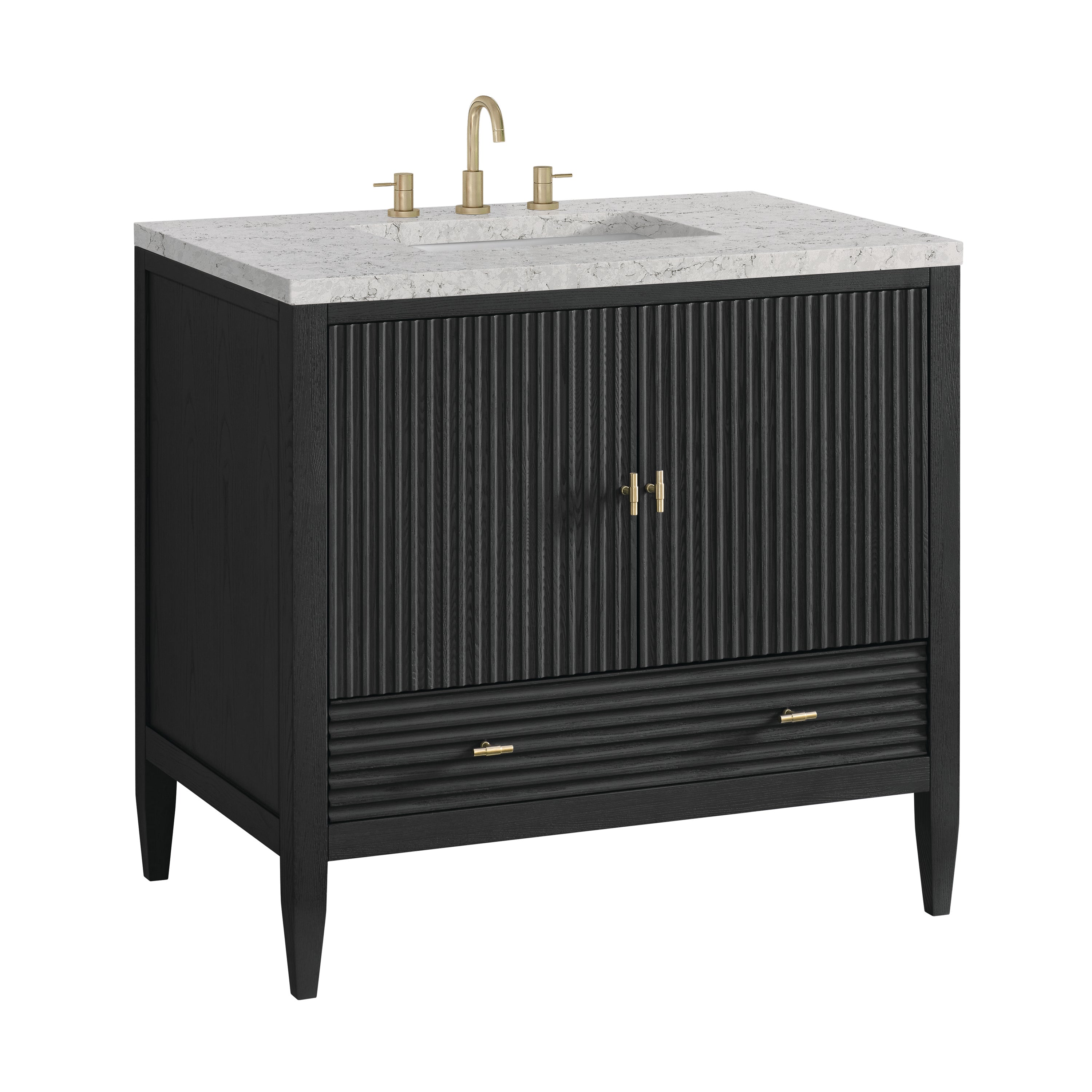 James Martin Myrrin 36" Vanity in Carbon Oak with 3cm Countertop