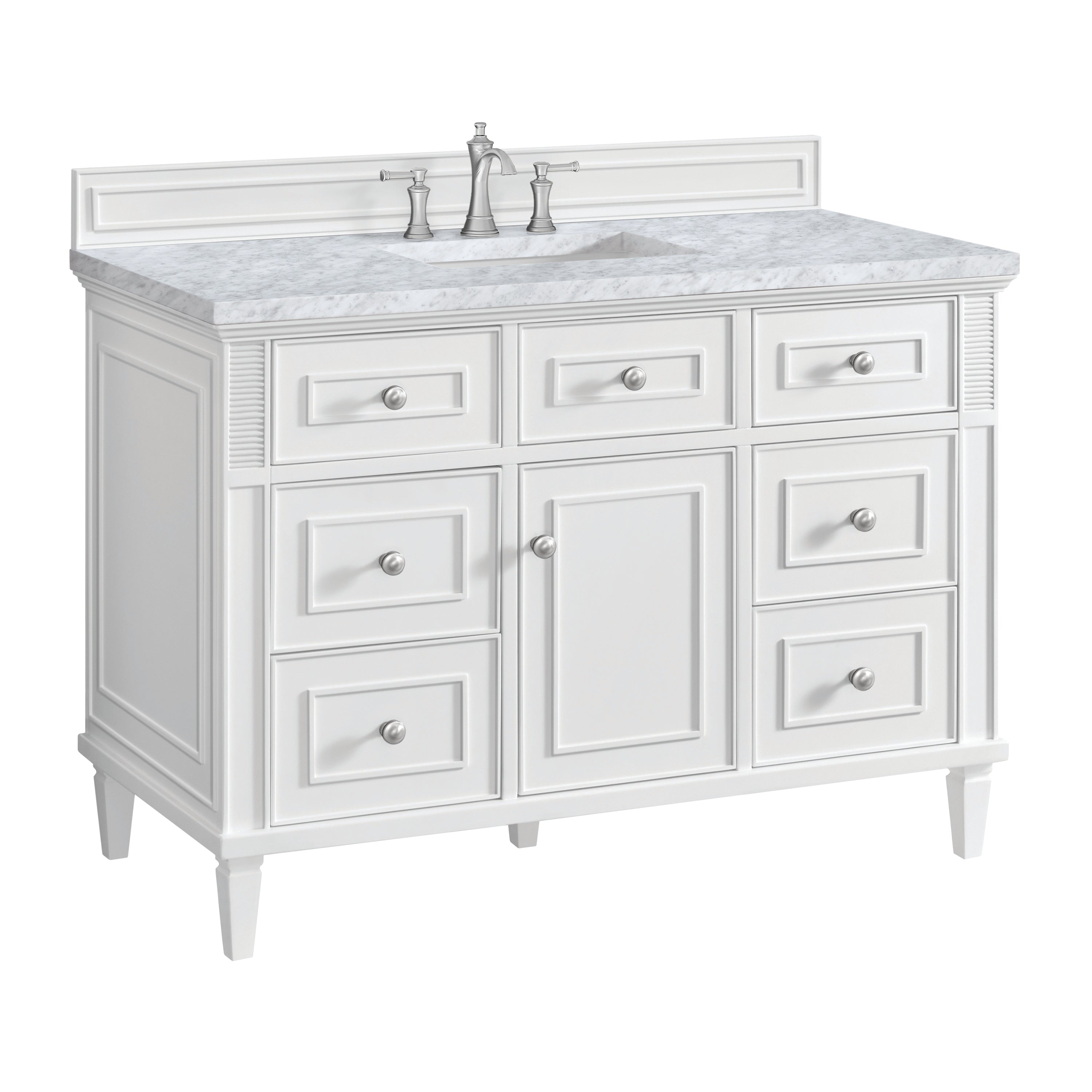 James Martin Lorelai 48" Single Vanity in Bright White with 3cm Countertop