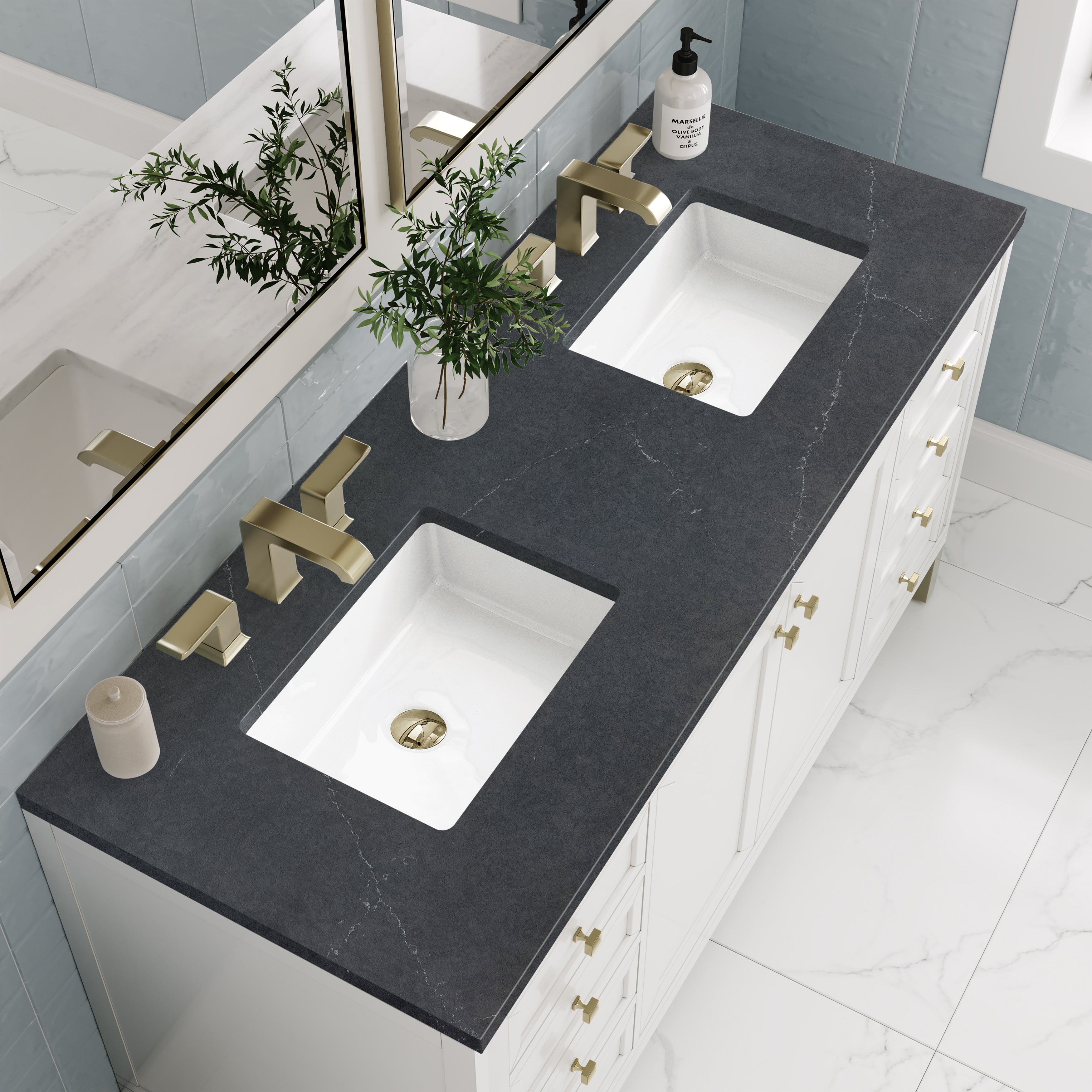 James Martin Chicago 60" Double Vanity in Glossy White with 3cm Countertop