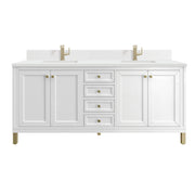 James Martin Chicago 72" Double Vanity in Glossy White with 3cm Countertop