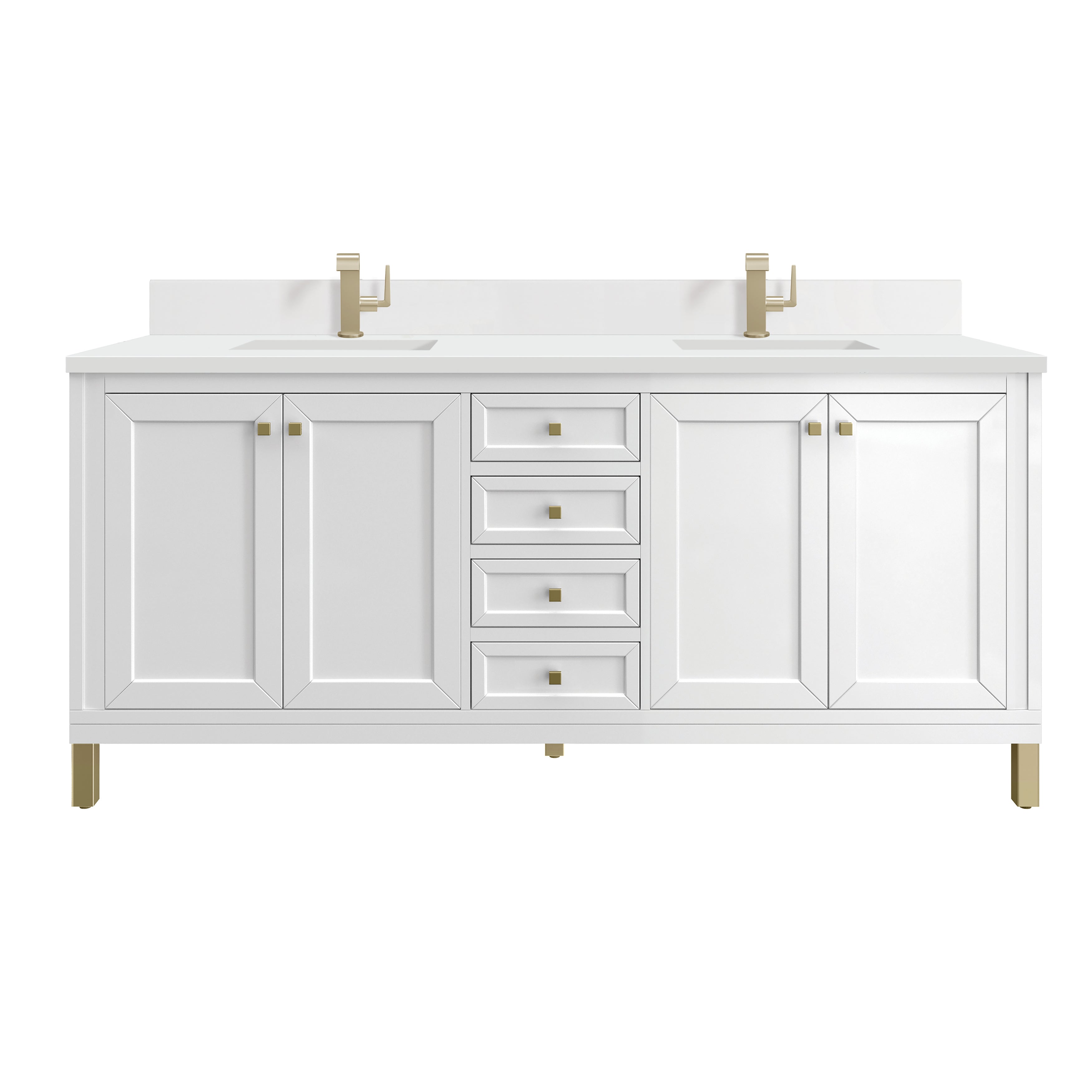 James Martin Chicago 72" Double Vanity in Glossy White with 3cm Countertop