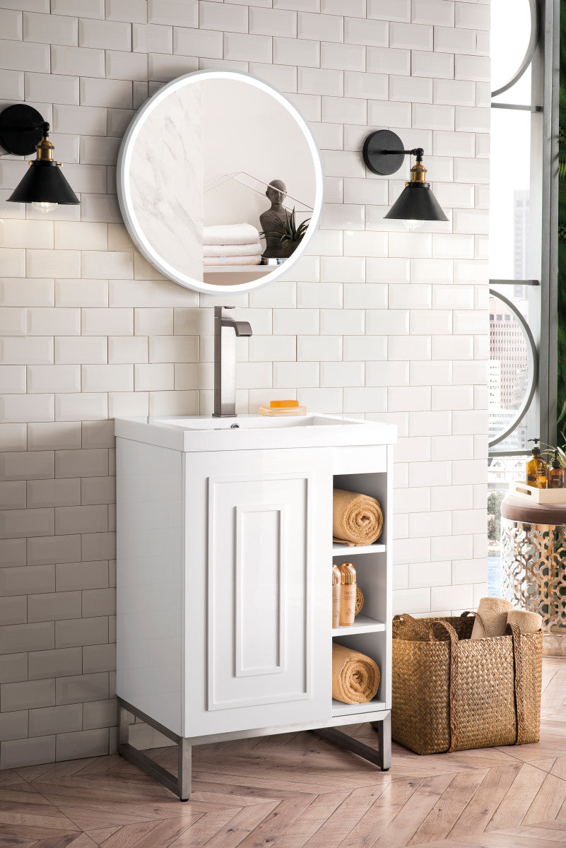 Alicante 24" Single Vanity with White Glossy Composite Stone Top