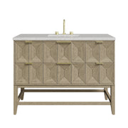 James Martin Emmeline 48" Single Vanity in Pebble Oak with 3cm Countertop and FreePower Wireless Charger