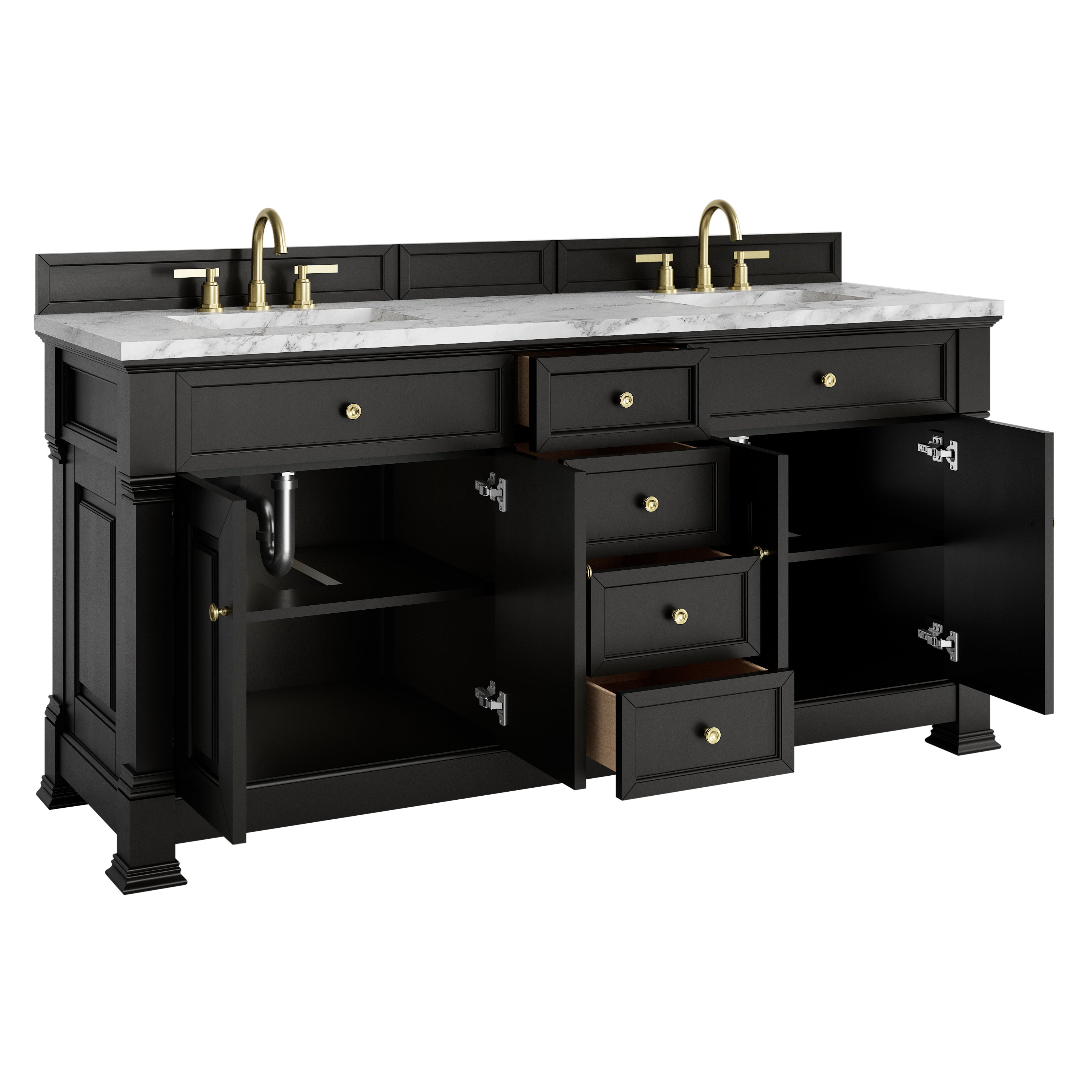 James Martin Brookfield 72" Double Vanity in Black Onyx with 3cm Countertop