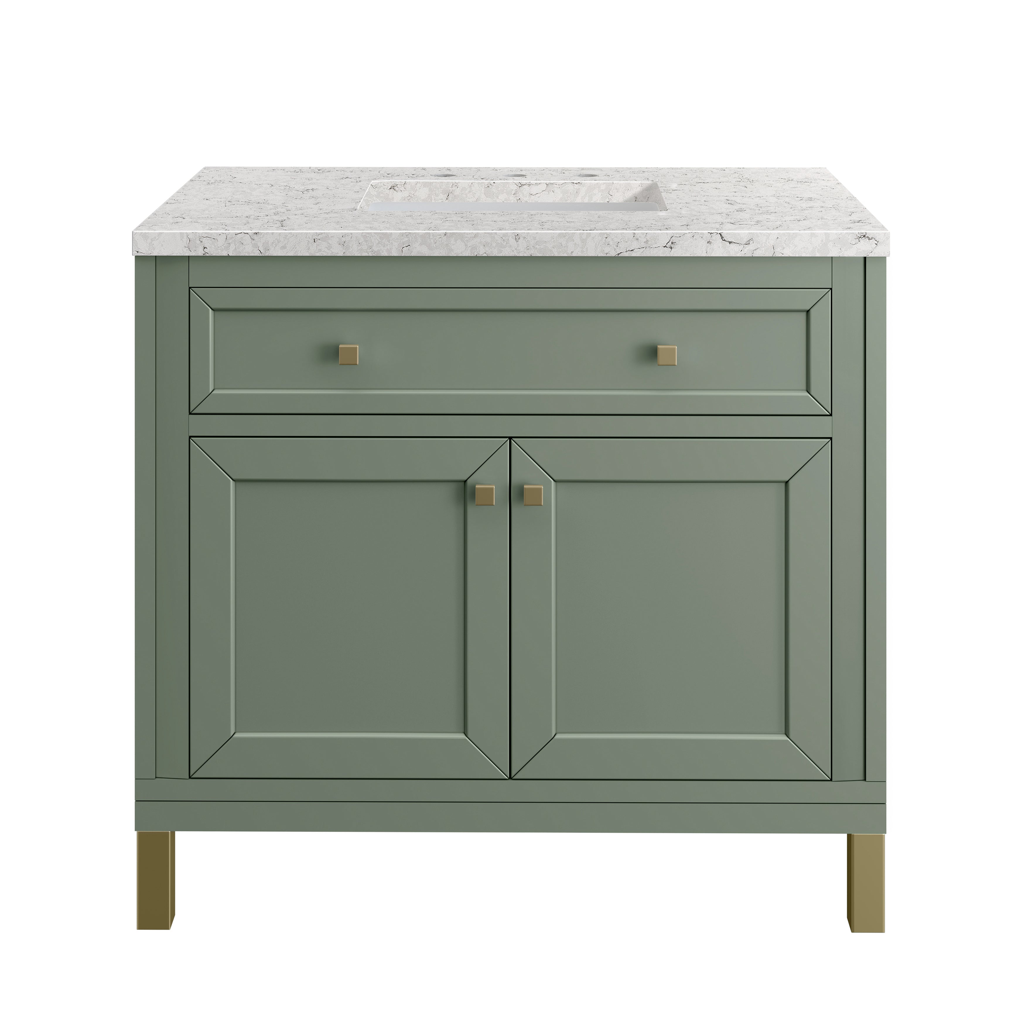 James Martin Chicago 36" Single Vanity in Smokey Celadon with 3cm Countertop