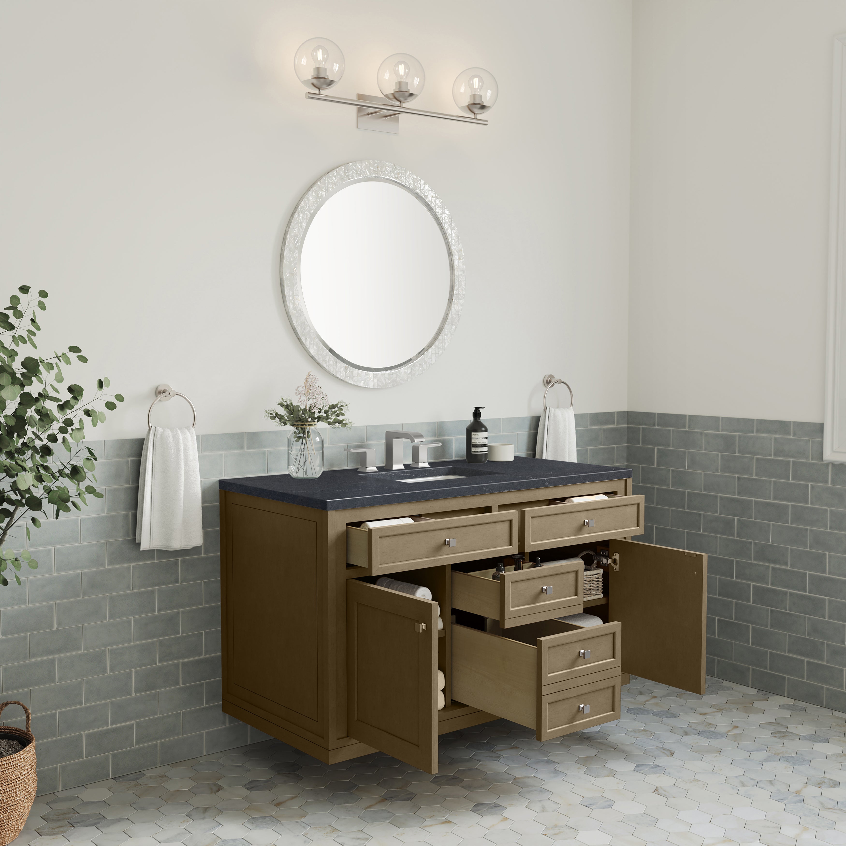 James Martin Chicago 48" Single Vanity in Walnut Whisper with 3cm Countertop