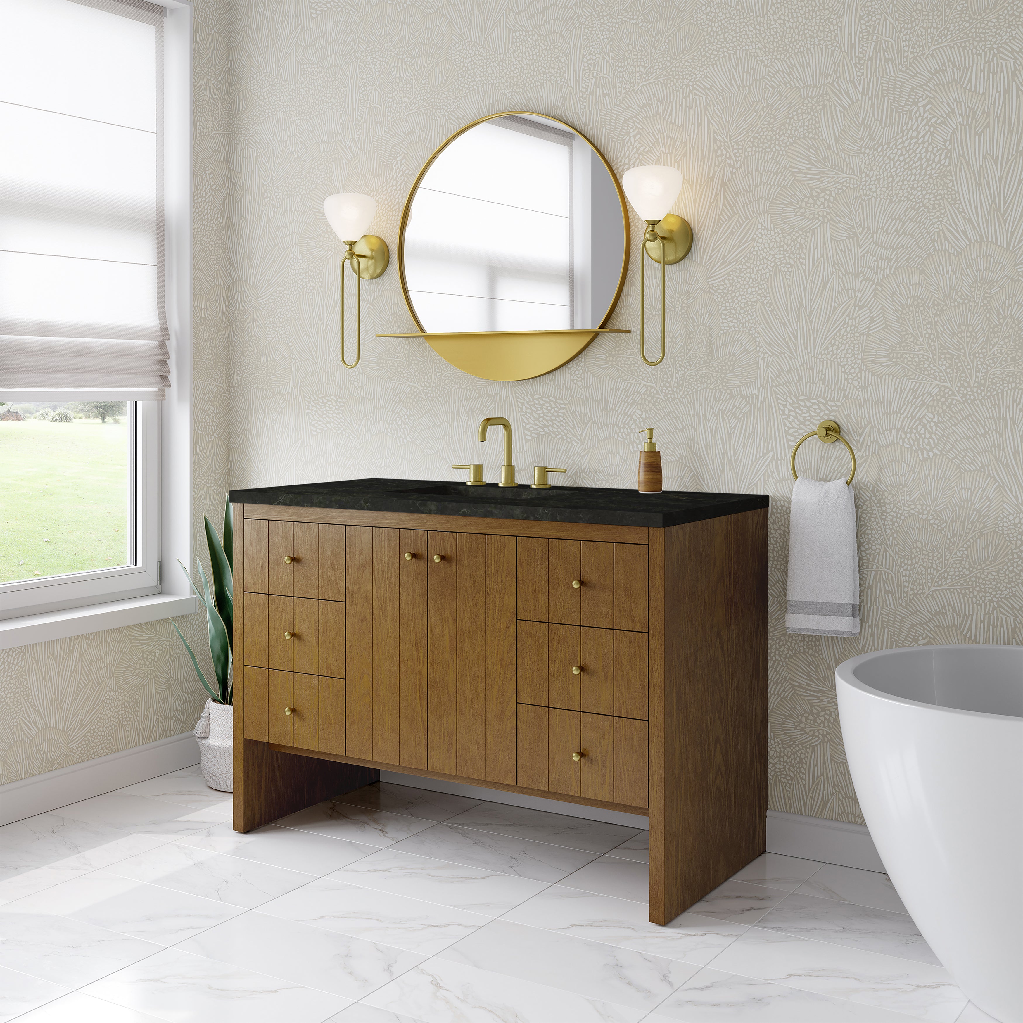 James Martin Hudson 48" Single Vanity in Honey Oak with 3cm Countertop