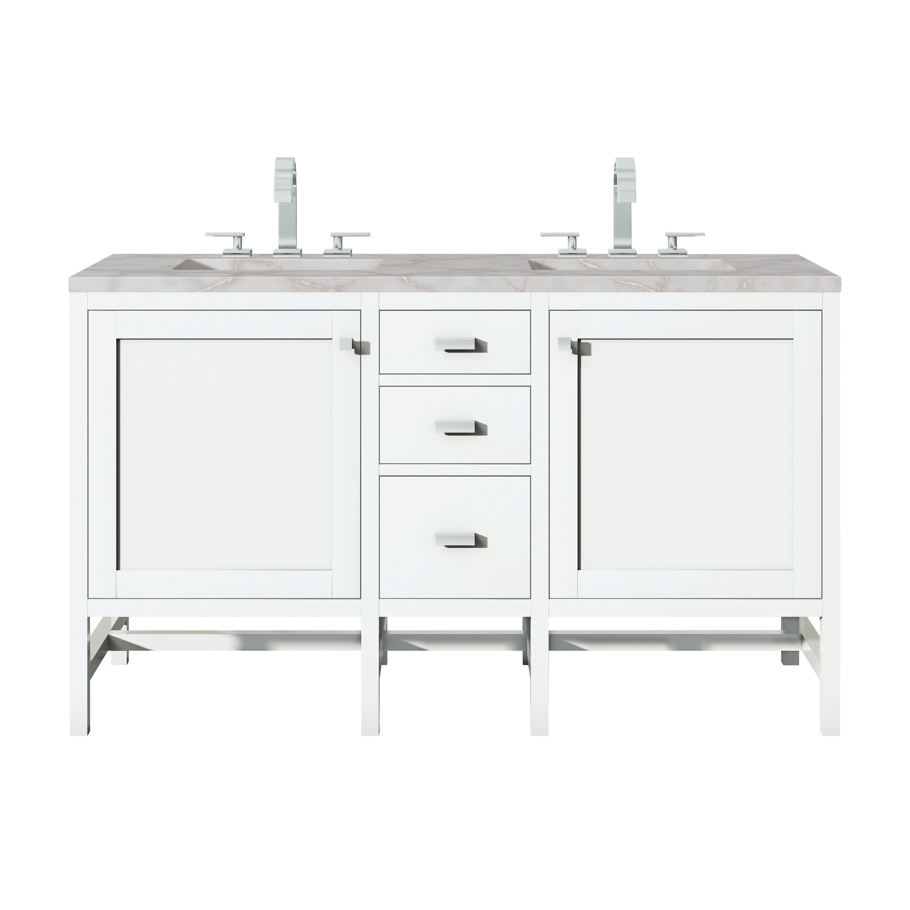 James Martin Addison 60" Double Vanity in Glossy White with 3cm Countertop