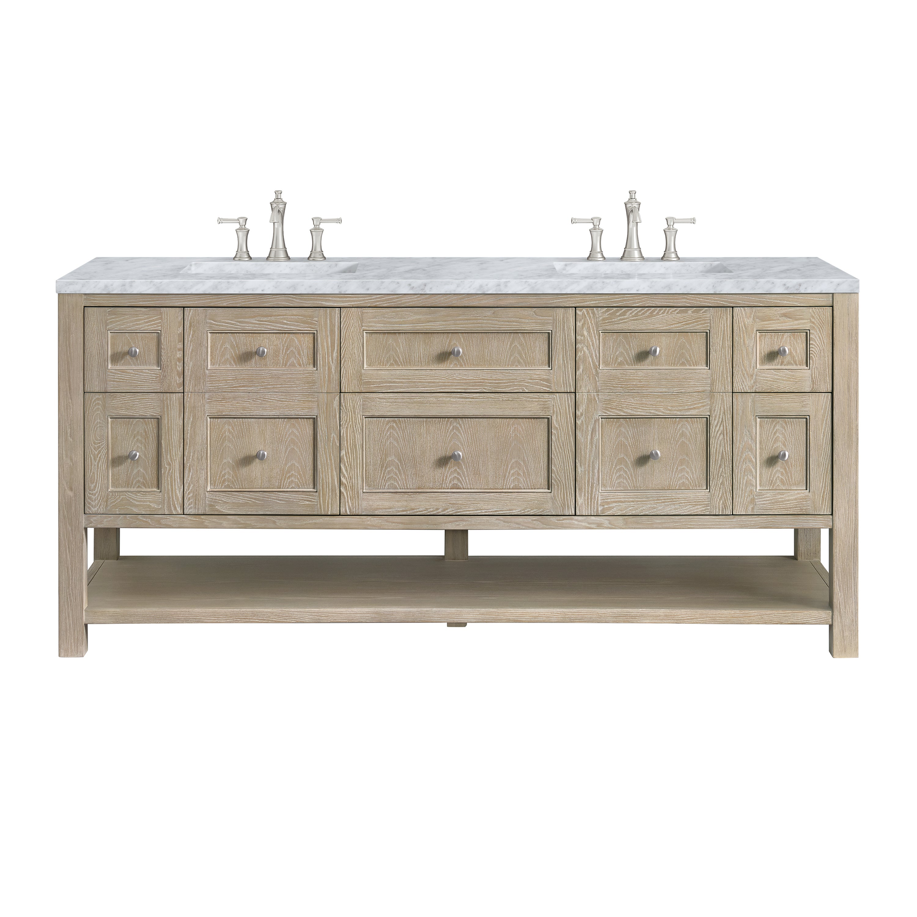 James Martin Breckenridge 72" Double Vanity in Whitewashed Oak with 3cm Countertop