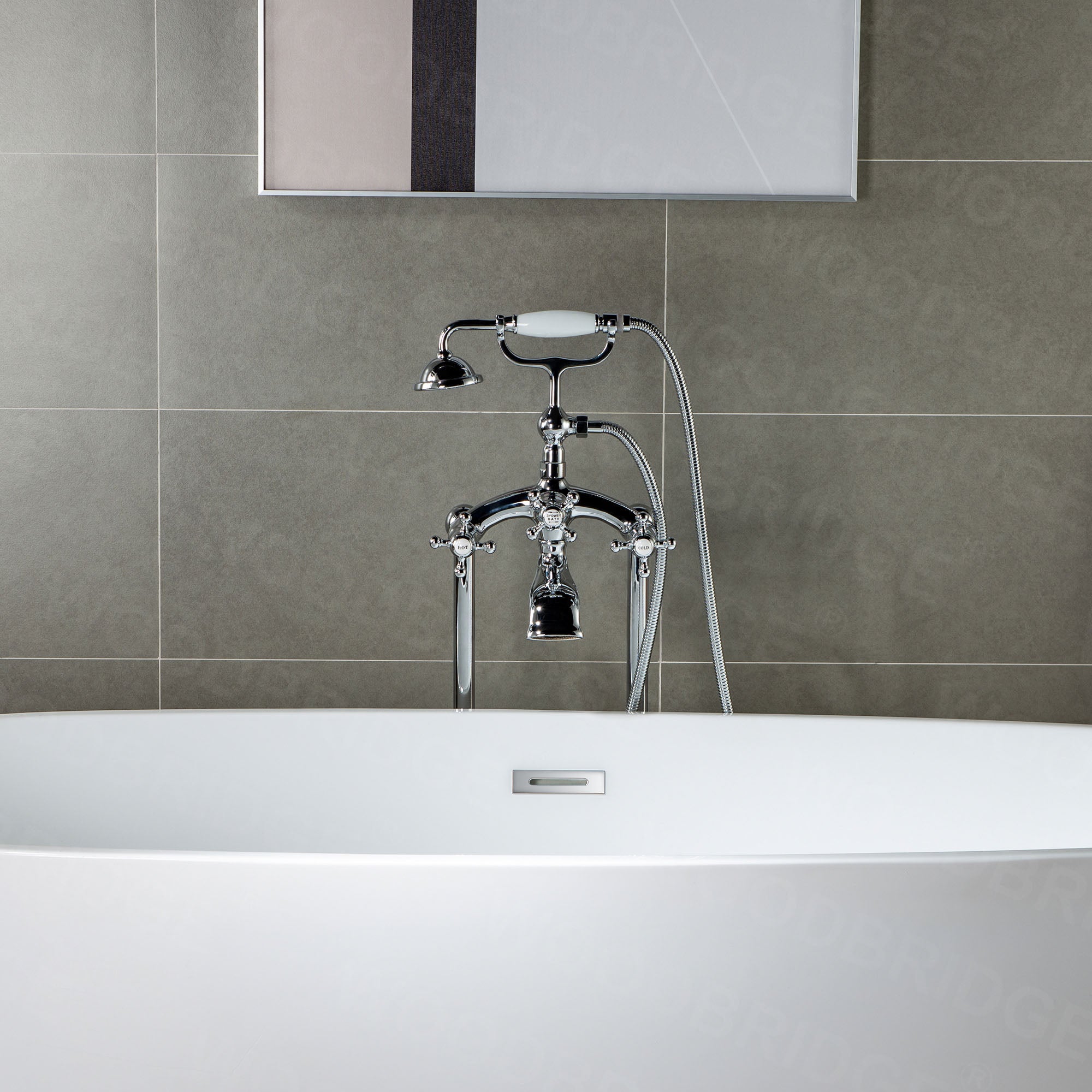 WOODBRIDGE F0018BN Freestanding Clawfoot Tub Filler Faucet with Hand Shower and Hose