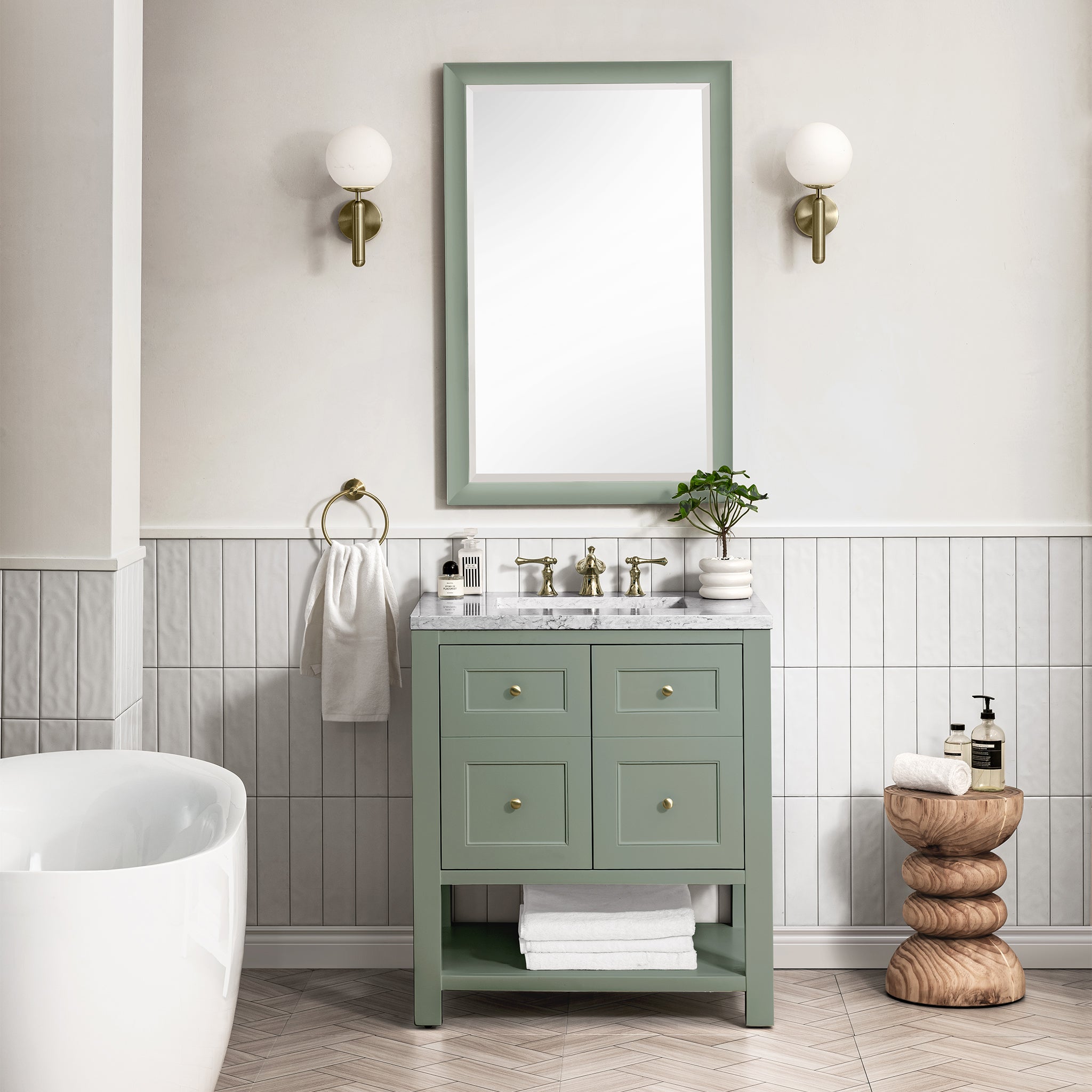 James Martin Breckenridge 30" Single Vanity in Smokey Celadon with 3cm Countertop