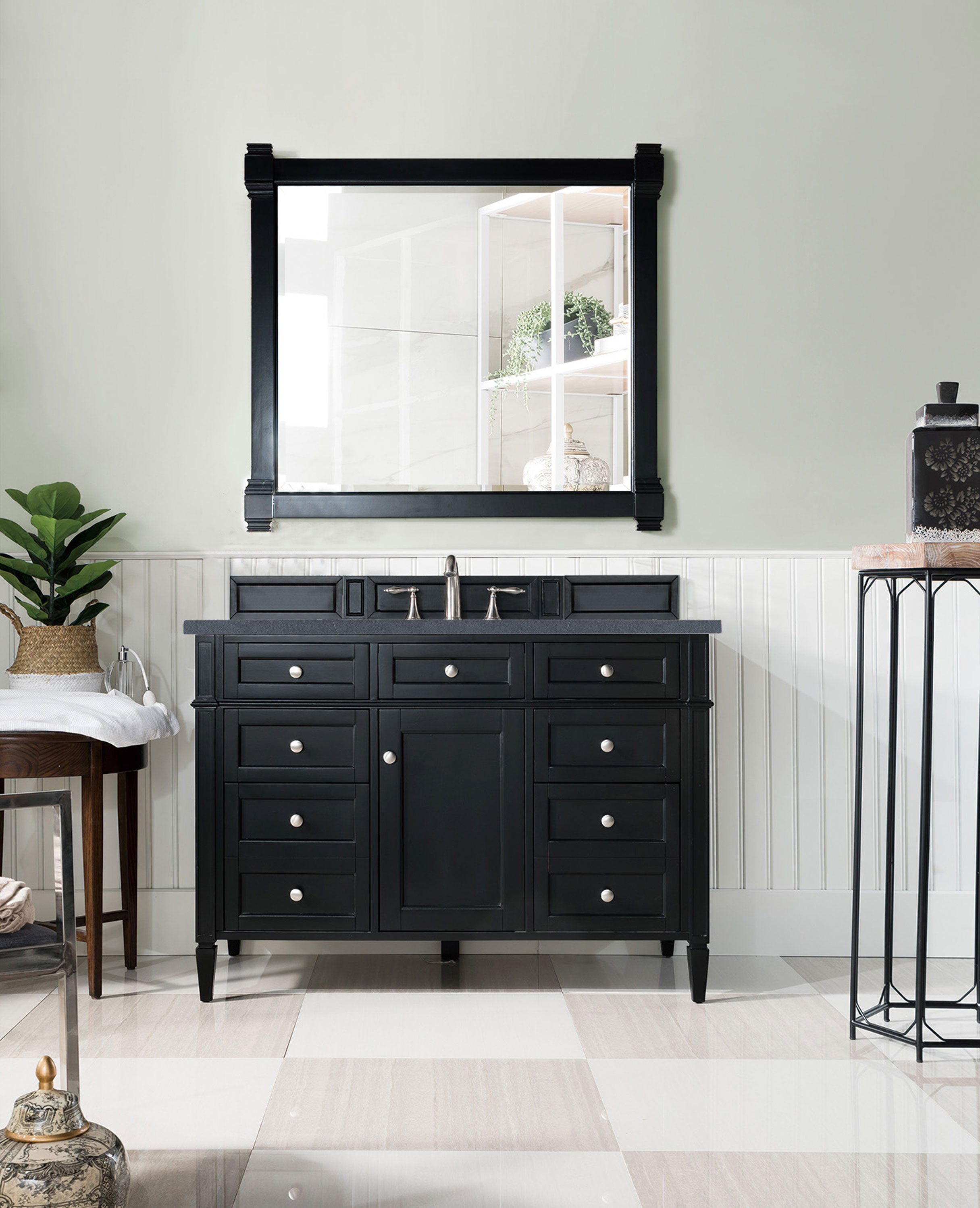 James Martin Brittany 48" Single Vanity in Black Onyx with 3cm Countertop