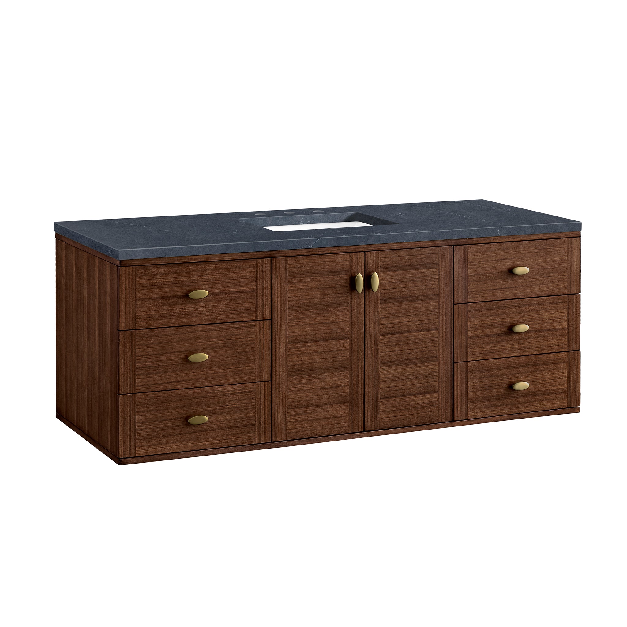 James Martin Amberly 60" Single Vanity in Mid-Century Walnut with 3cm Countertop