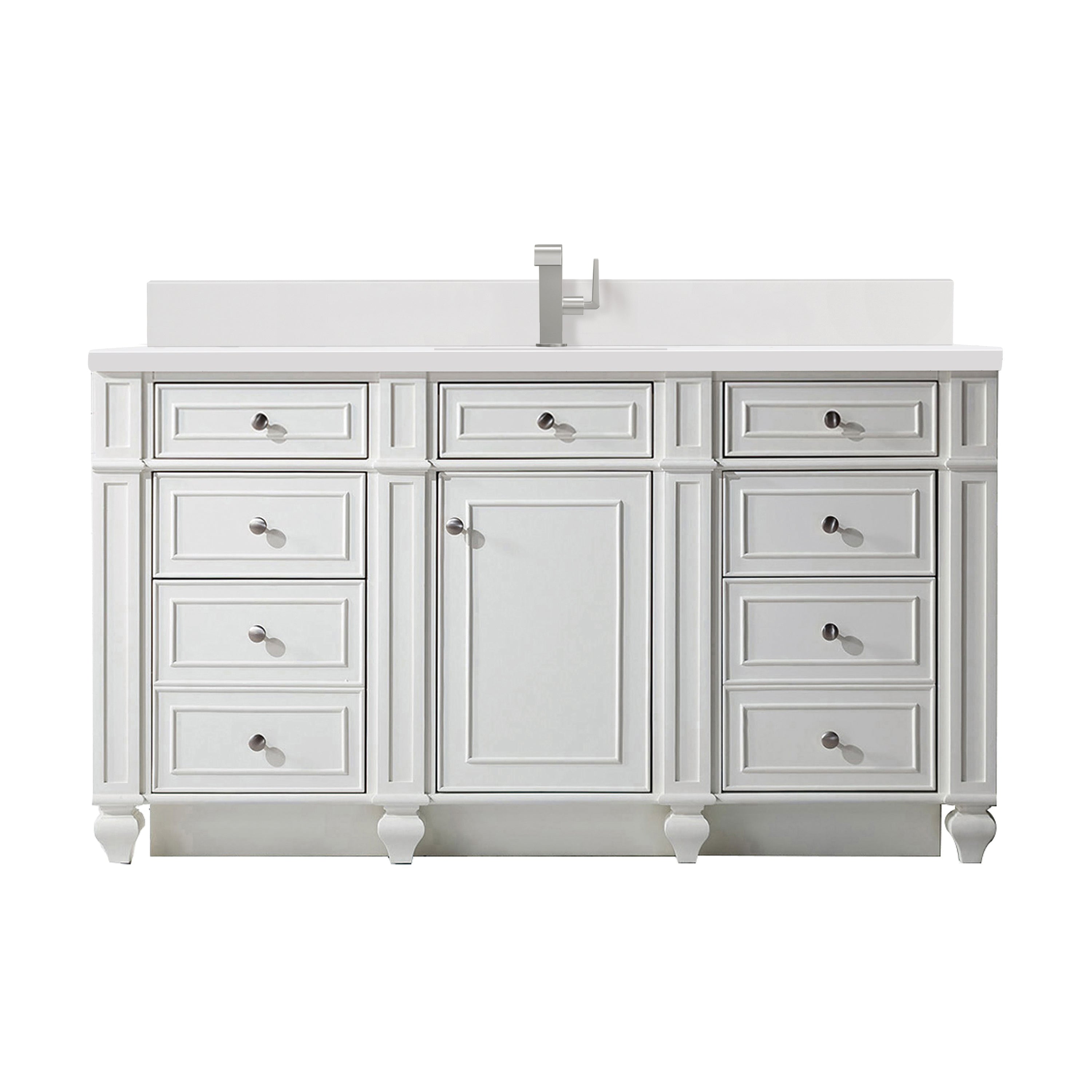 James Martin Bristol 60" Single Vanity in Bright White with 3cm Countertop