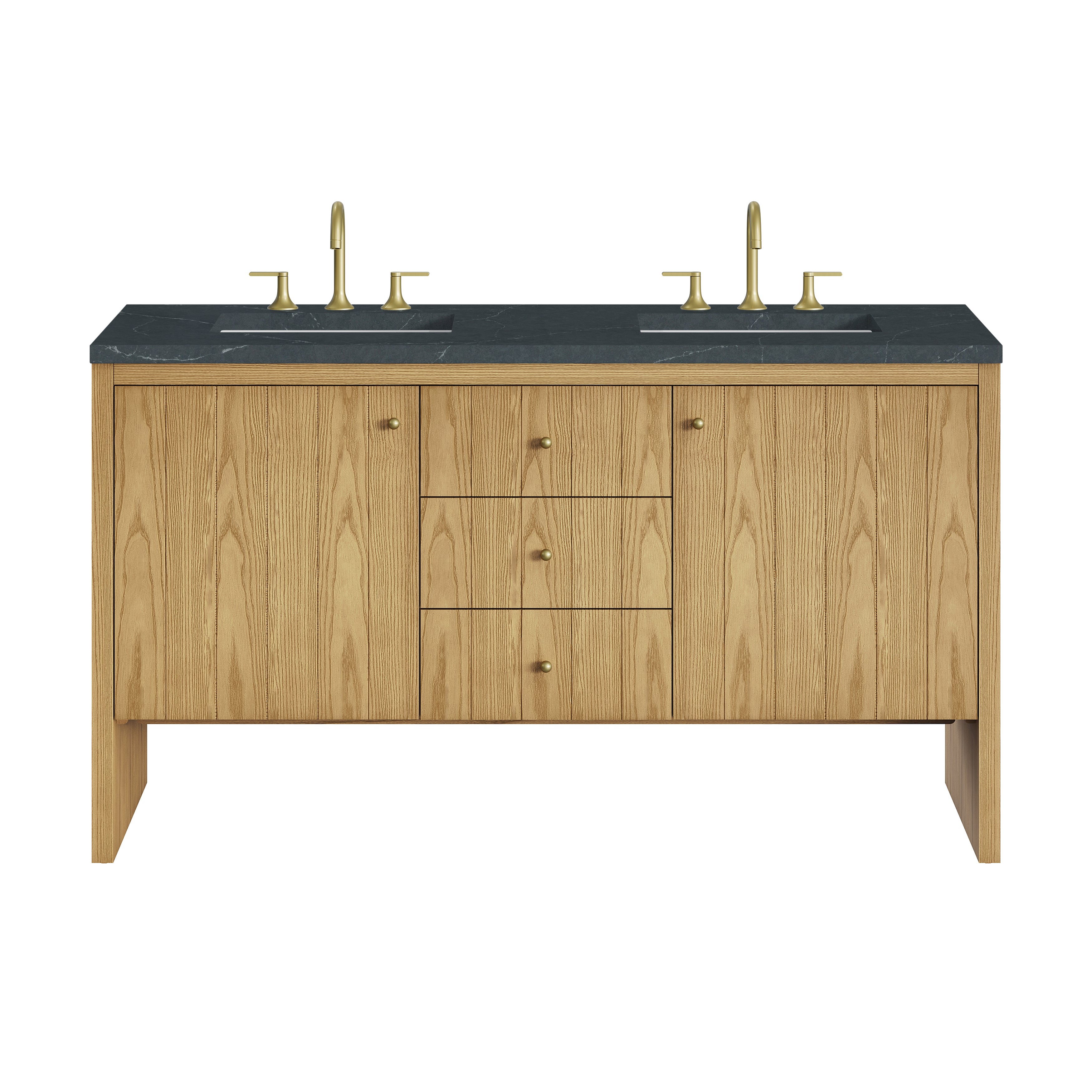 James Martin Hudson 60" Double Vanity in Light Natural Oak with 3cm Countertop