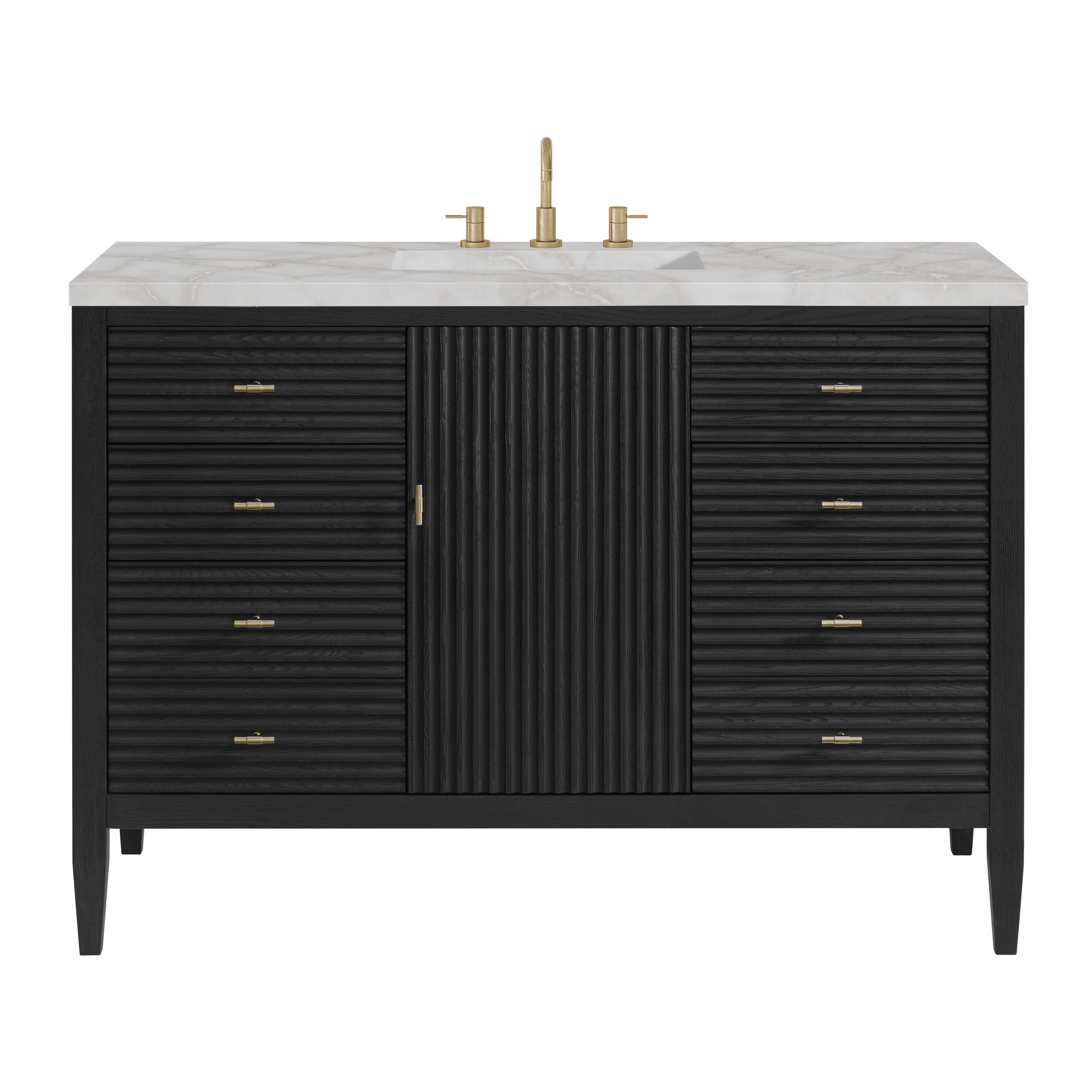 James Martin Myrrin 48" Single Vanity in Carbon Oak with 3cm Countertop and FreePower Wireless Charger
