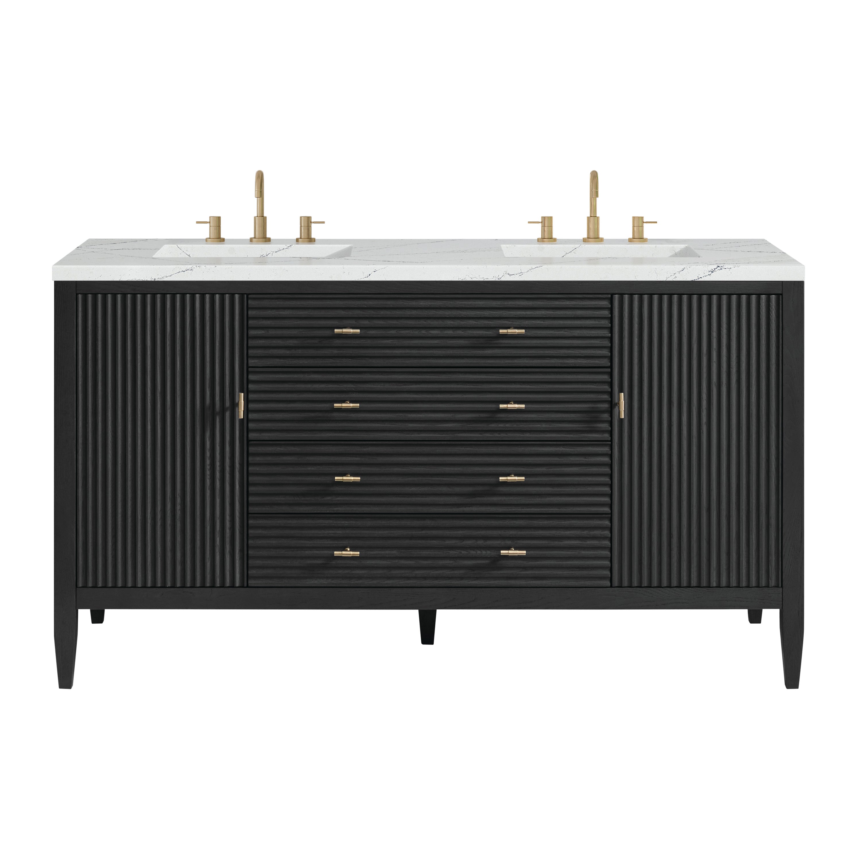 James Martin Myrrin 60" Double Vanity in Carbon Oak with 3cm Countertop and FreePower Wireless Charger