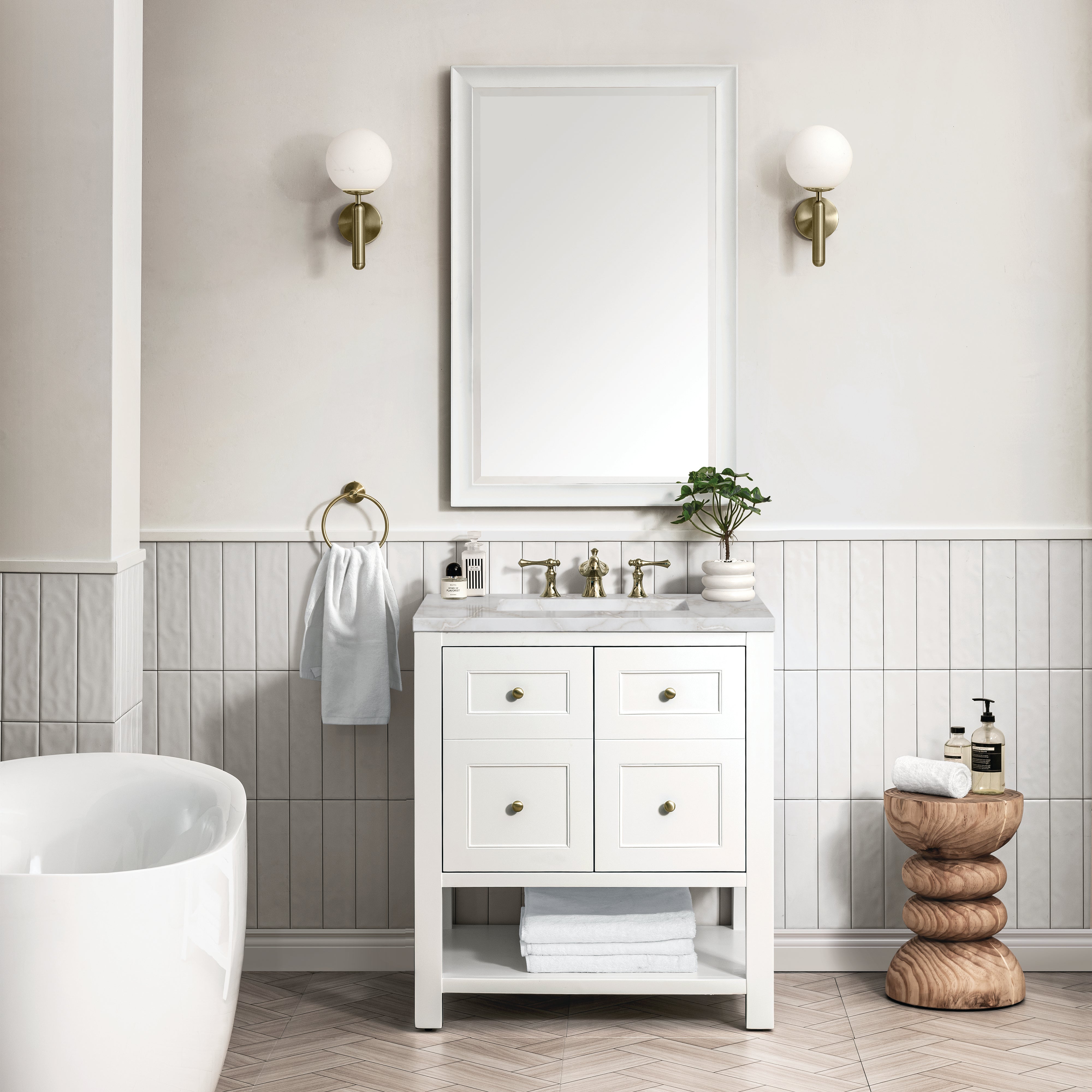 James Martin Breckenridge 30" Single Vanity in Bright White with 3cm Countertop