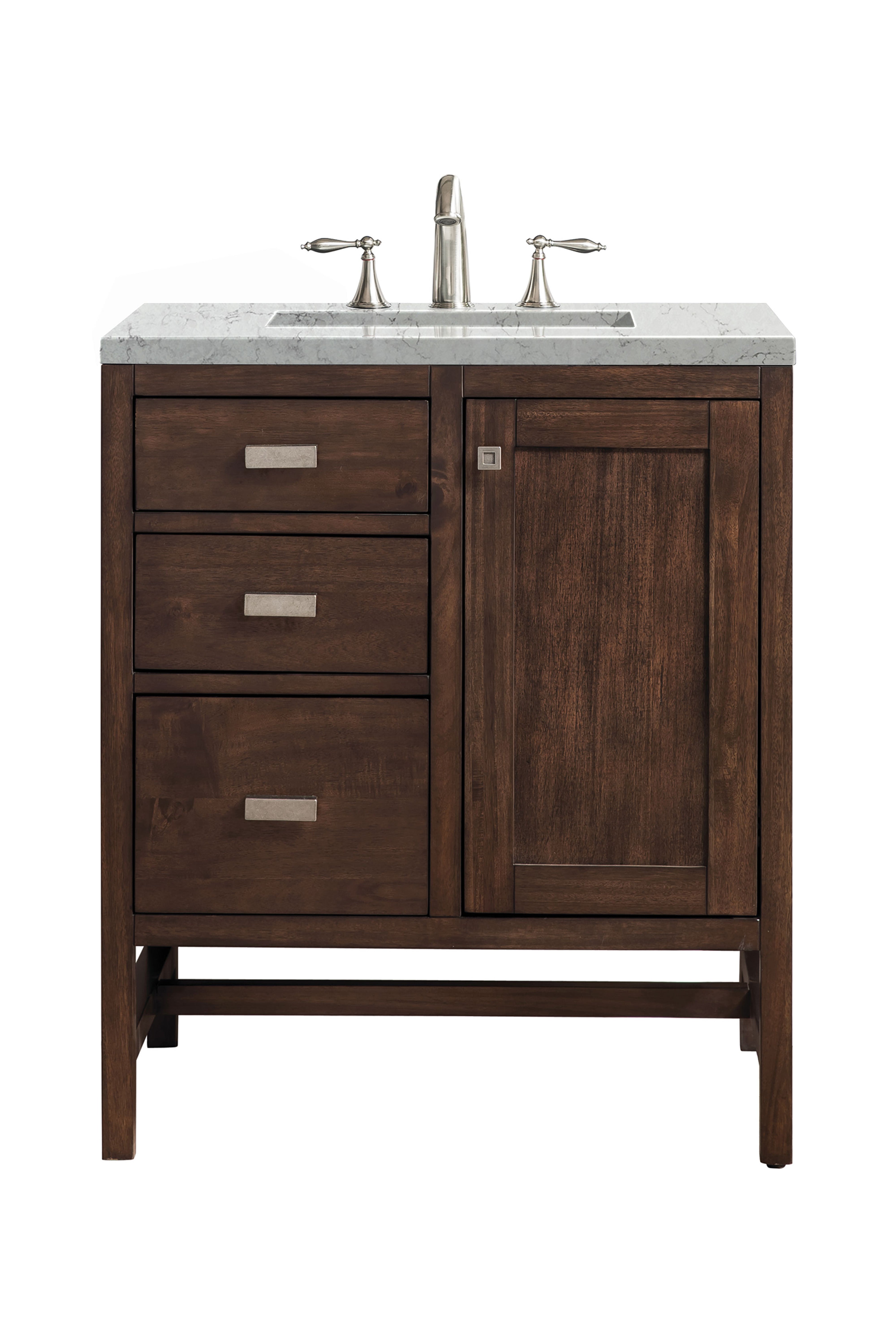 James Martin Addison 30" Single Vanity in Mid-Century Acacia with 3cm Countertop