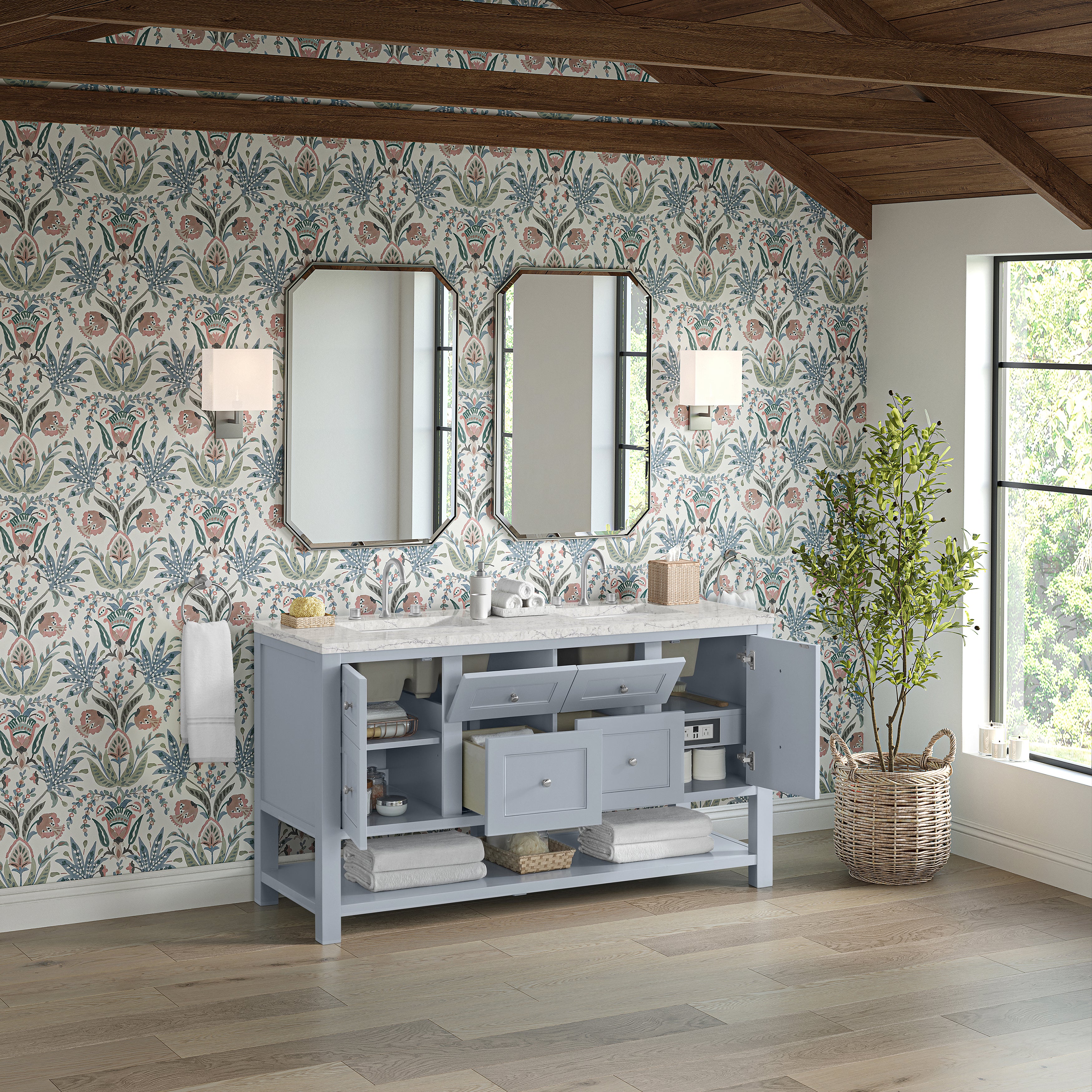 James Martin Breckenridge 60" Double Vanity in Serenity Blue with 3cm Countertop