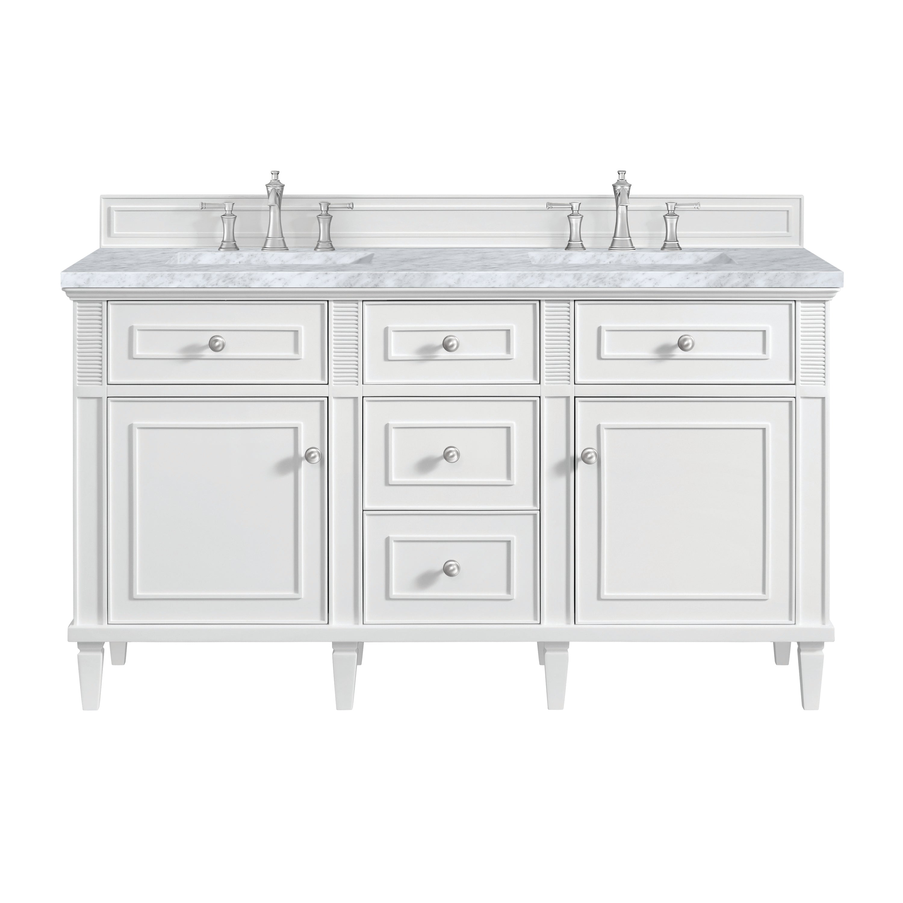 James Martin Lorelai 60" Double Vanity in Bright White with 3cm Countertop