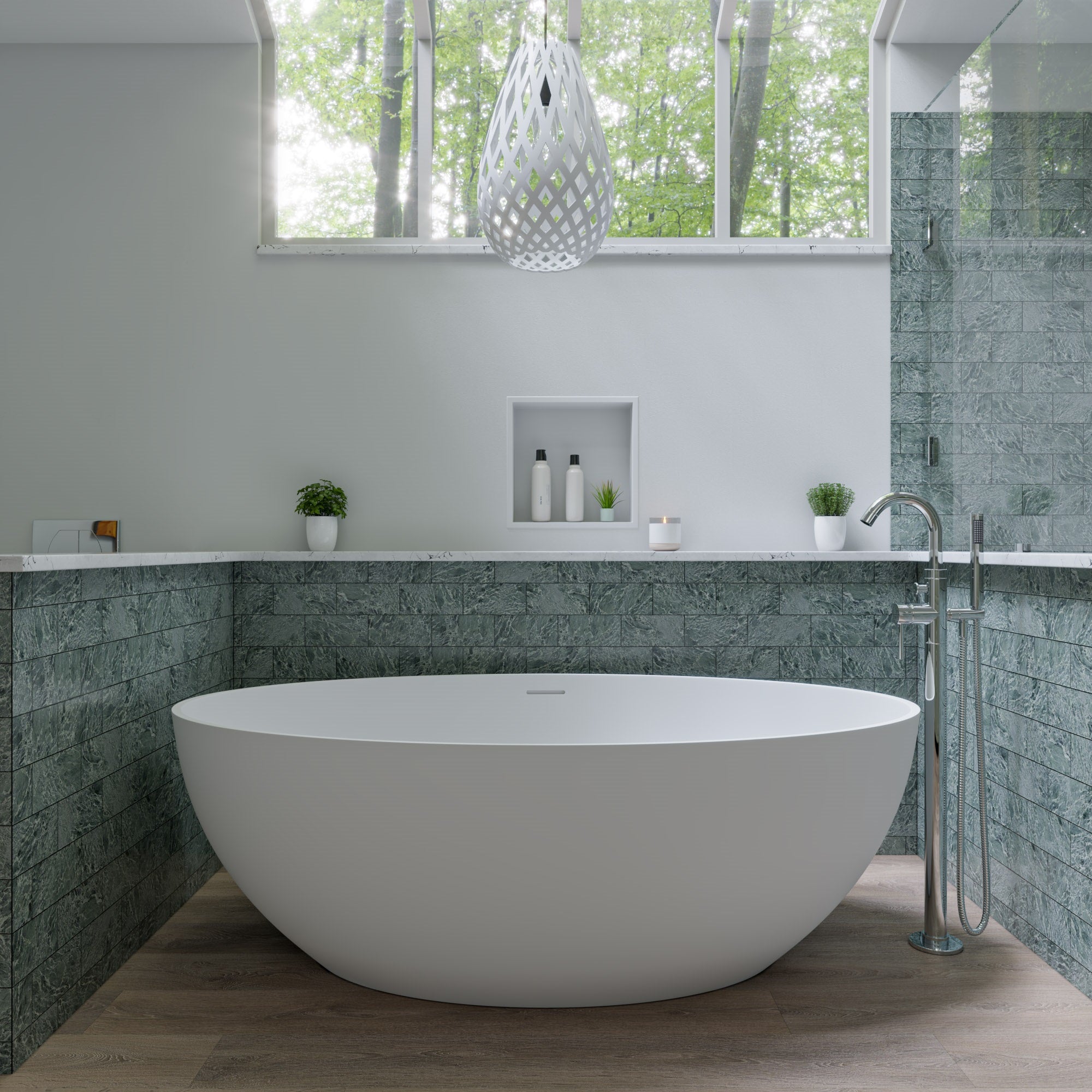 ALFI brand AB2534 Single Lever Floor Mounted Tub Filler Mixer w Hand Held Shower Head