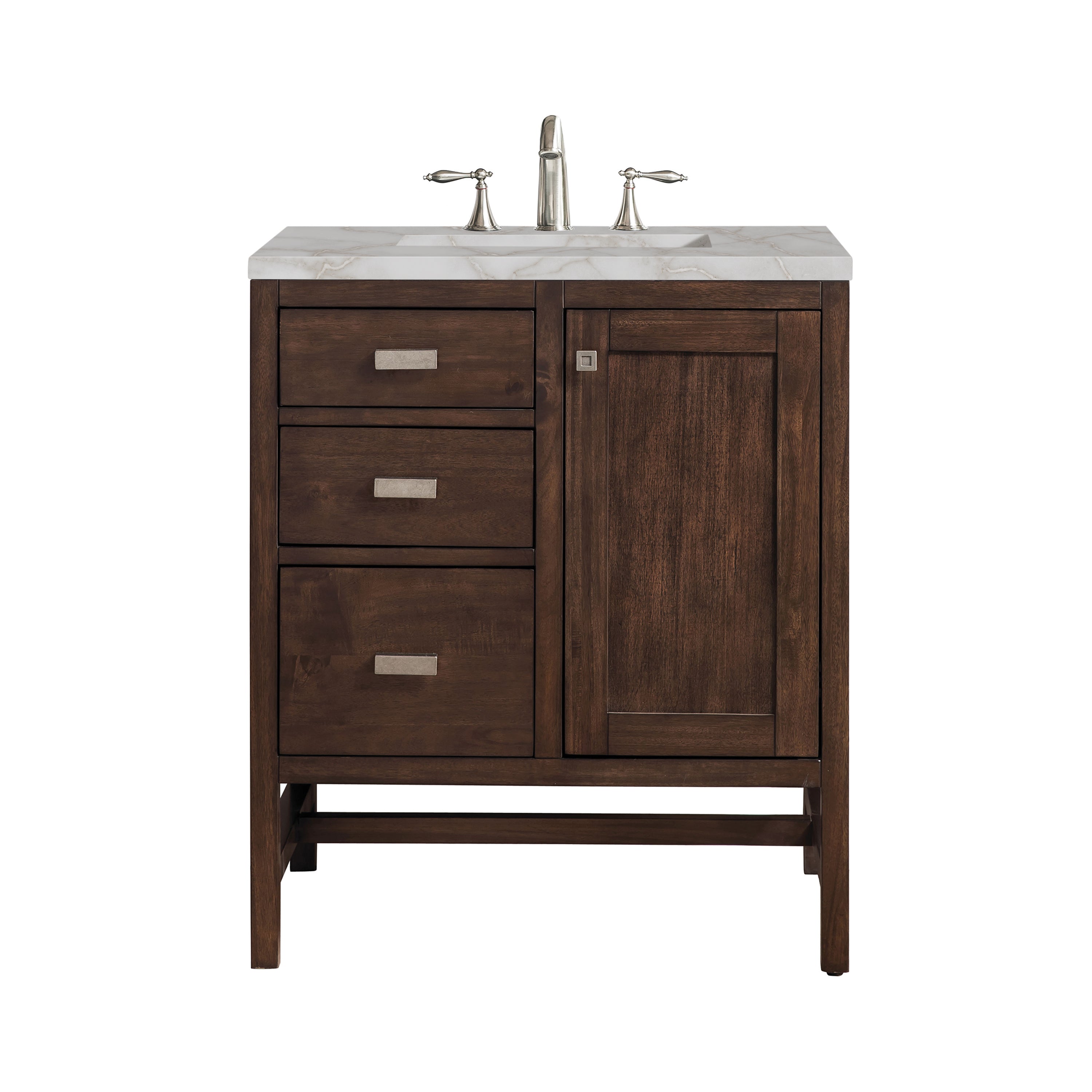 James Martin Addison 30" Single Vanity in Mid-Century Acacia with 3cm Countertop