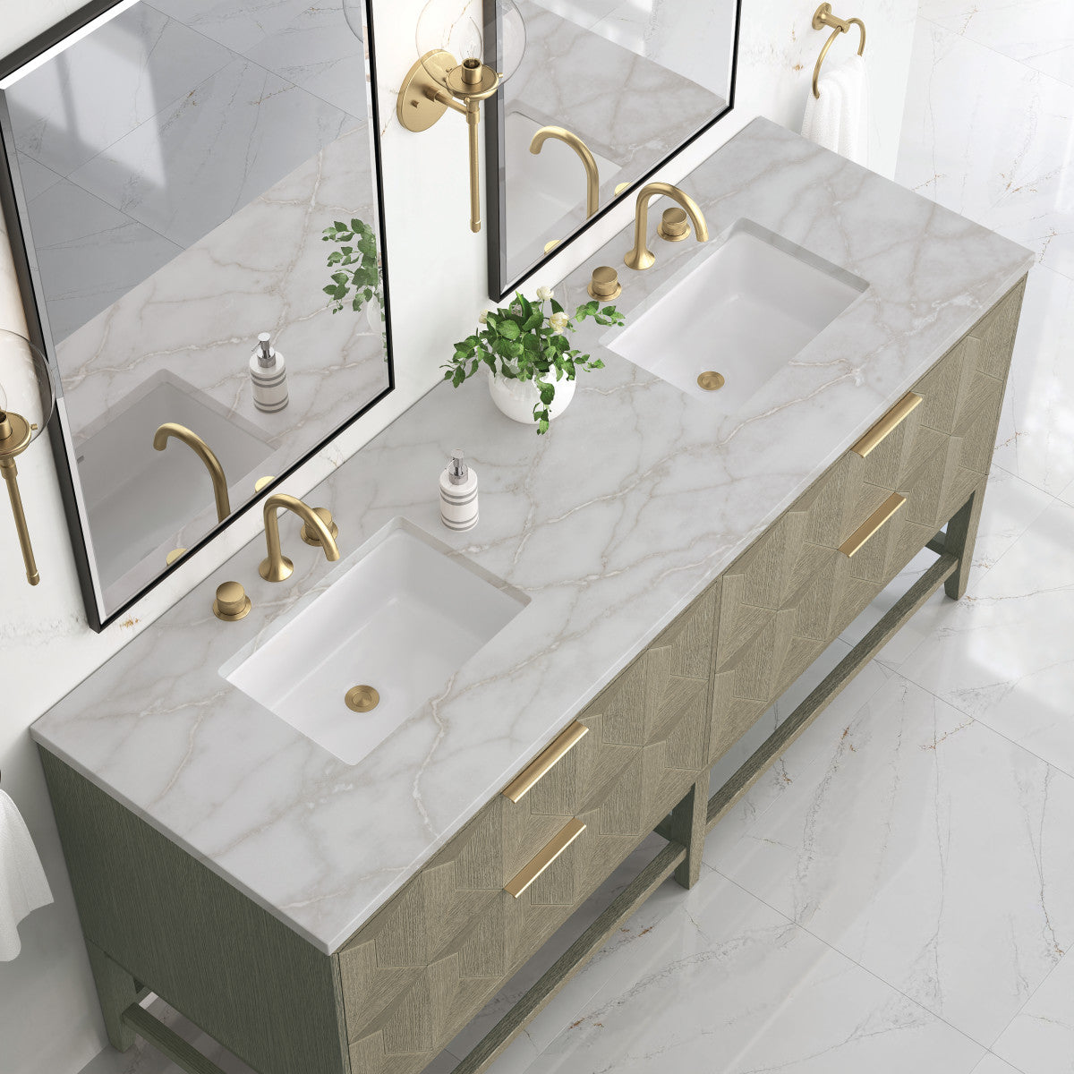 Emmeline 72" Double Vanity Cabinet, Pebble Oak