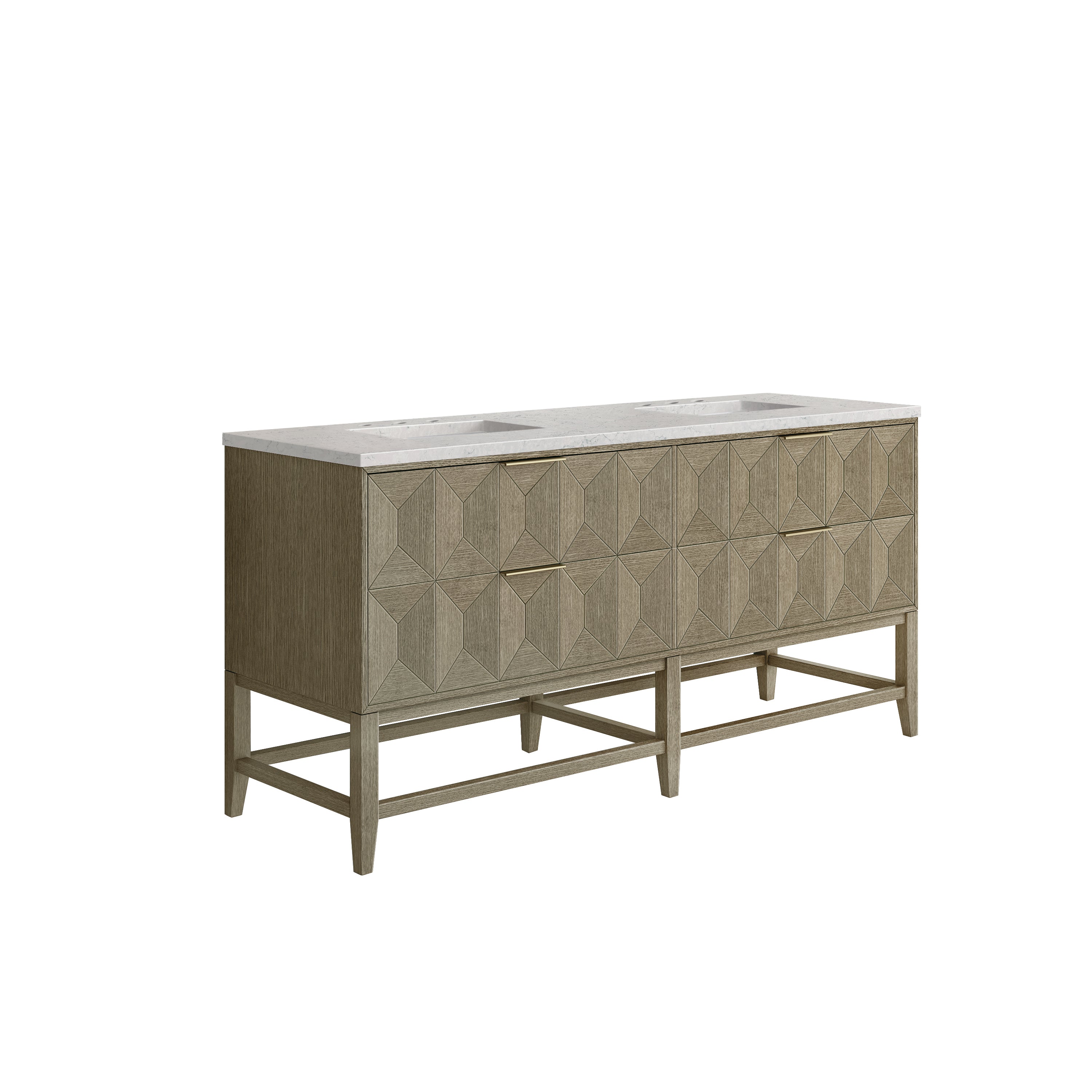 James Martin Emmeline 72" Double Vanity in Pebble Oak with 3cm Countertop