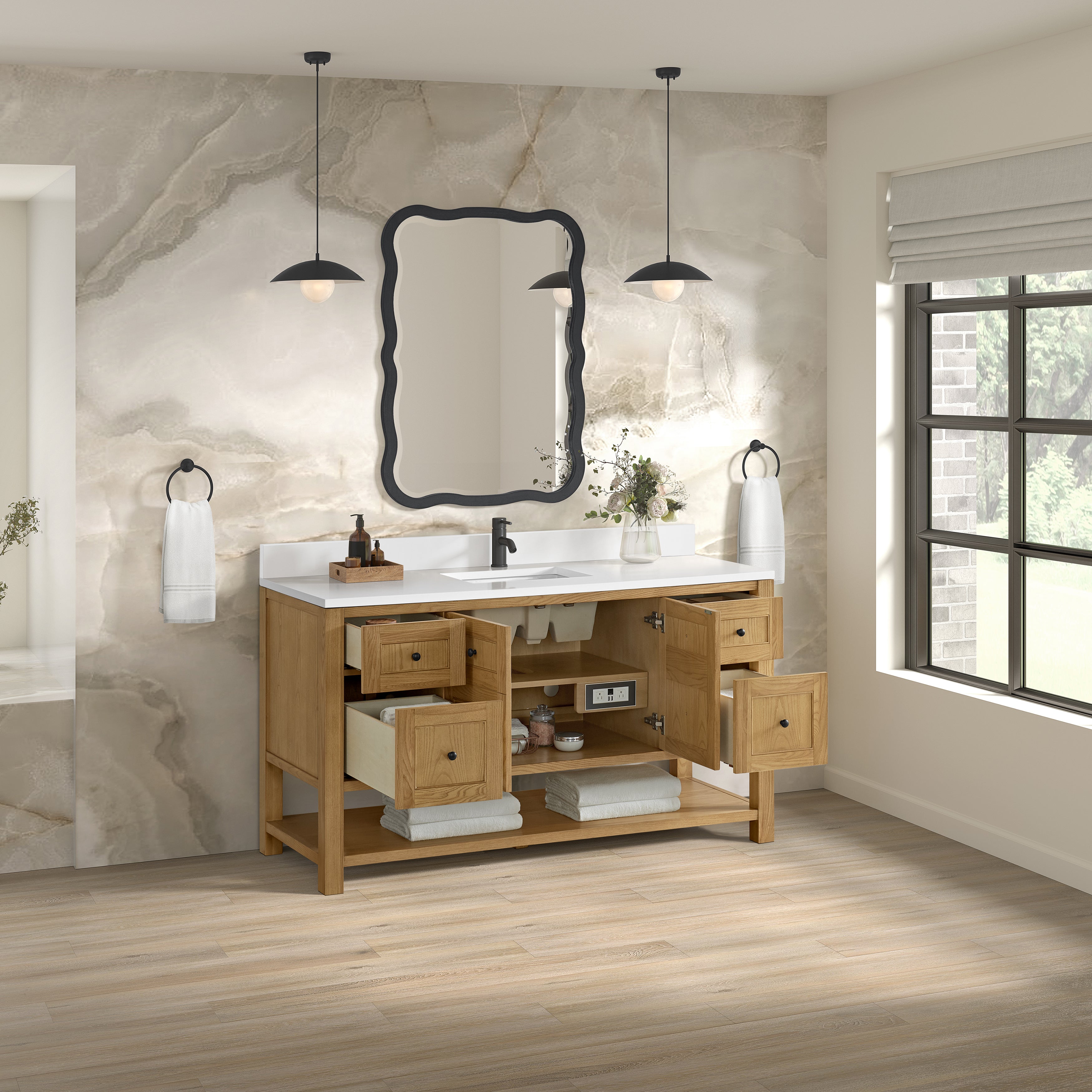 James Martin Breckenridge 60" Single Vanity in Light Natural Oak with 3cm Countertop