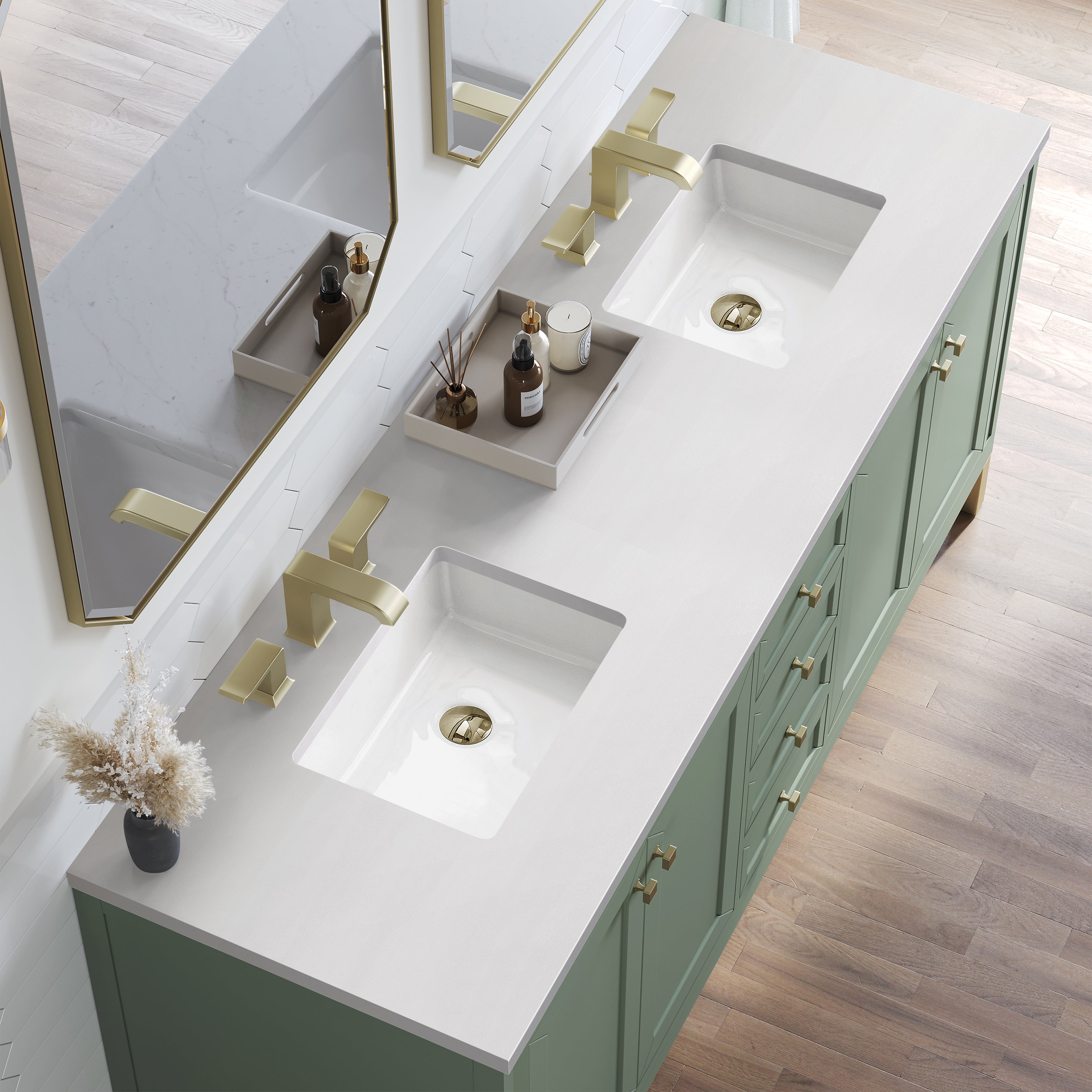 James Martin Chicago 72" Double Vanity in Smokey Celadon with 3cm Countertop