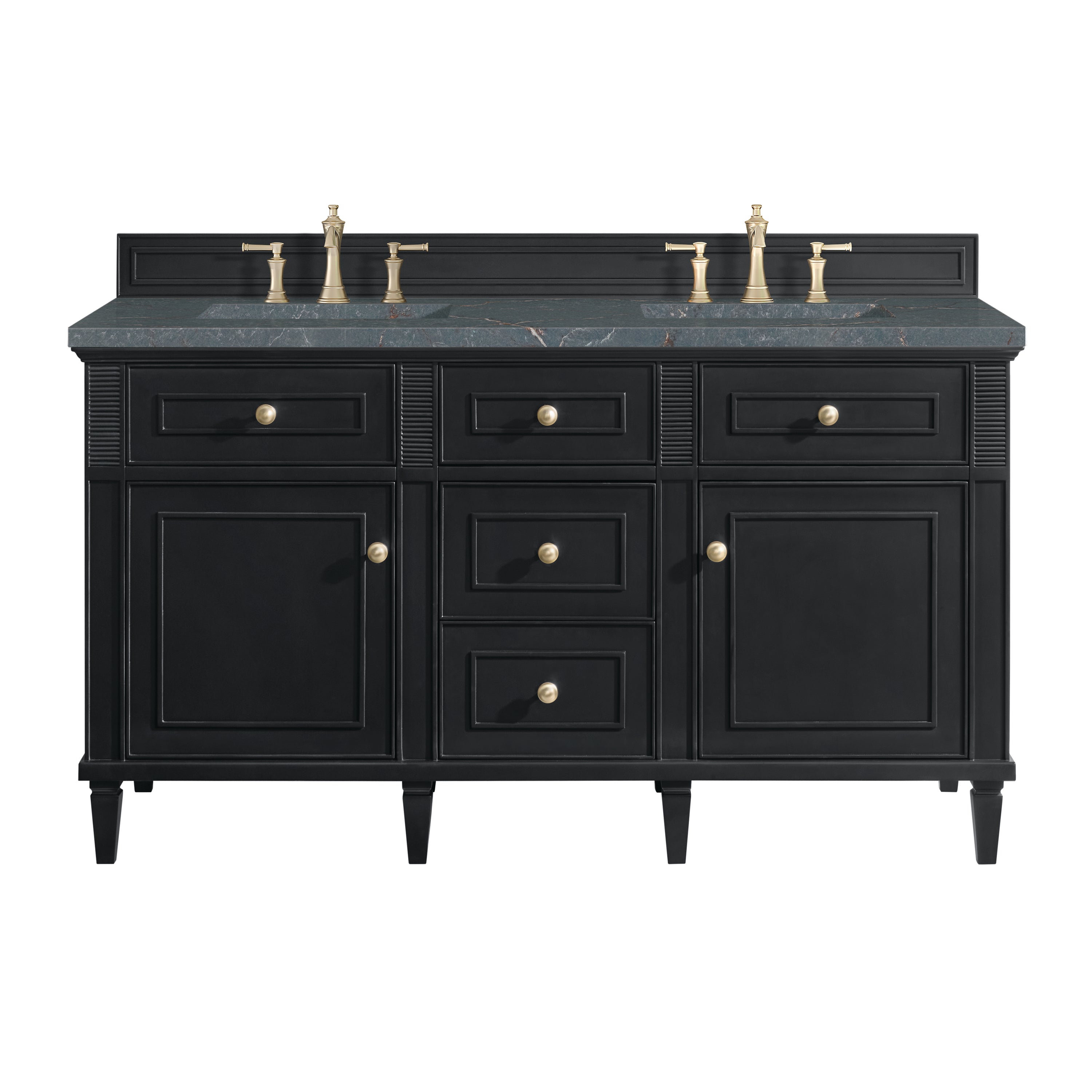 James Martin Lorelai 60" Double Vanity in Black Onyx with 3cm Countertop and FreePower Wireless Charger
