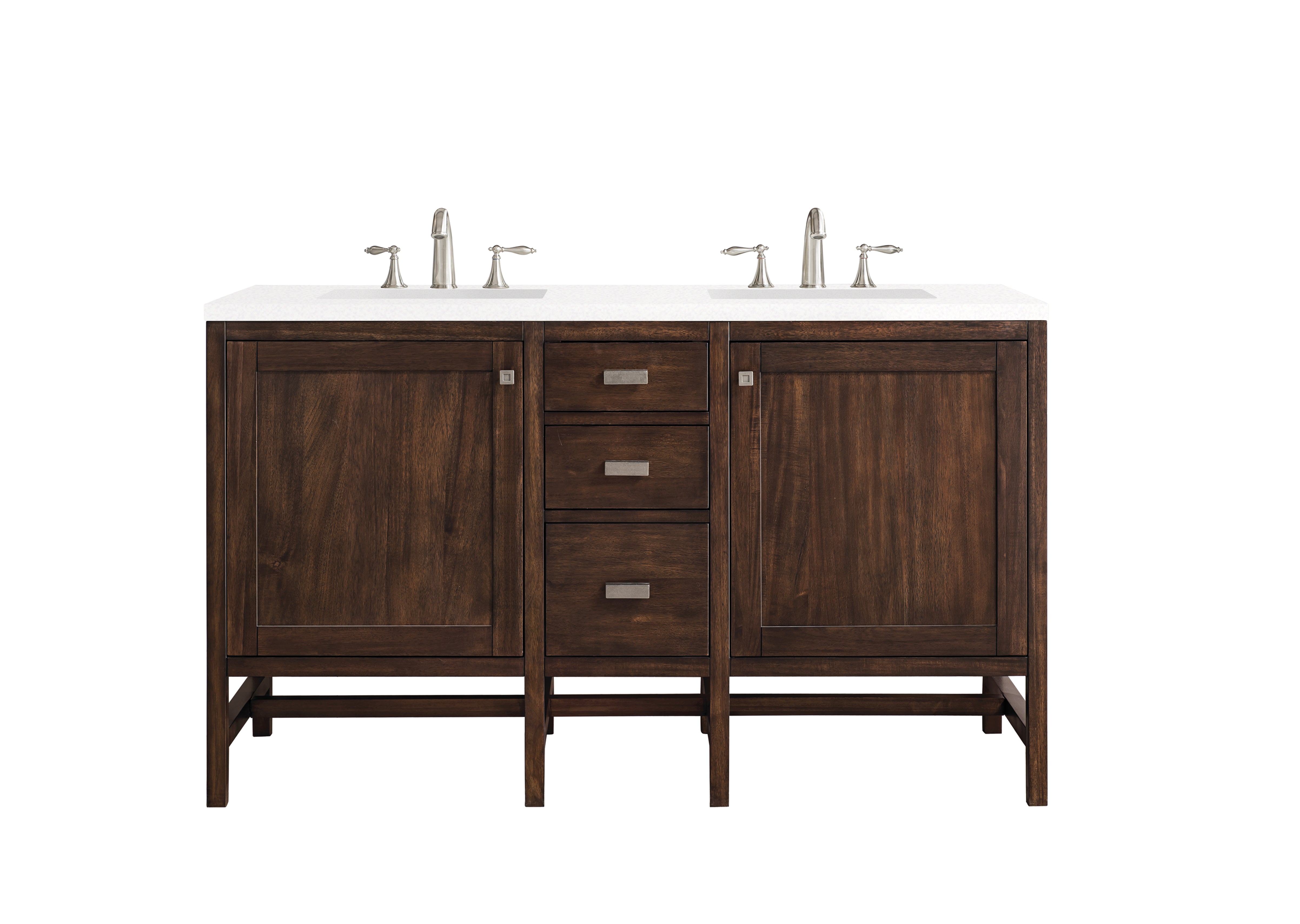 James Martin Addison 60" Double Vanity in Mid-Century Acacia with 3cm Countertop
