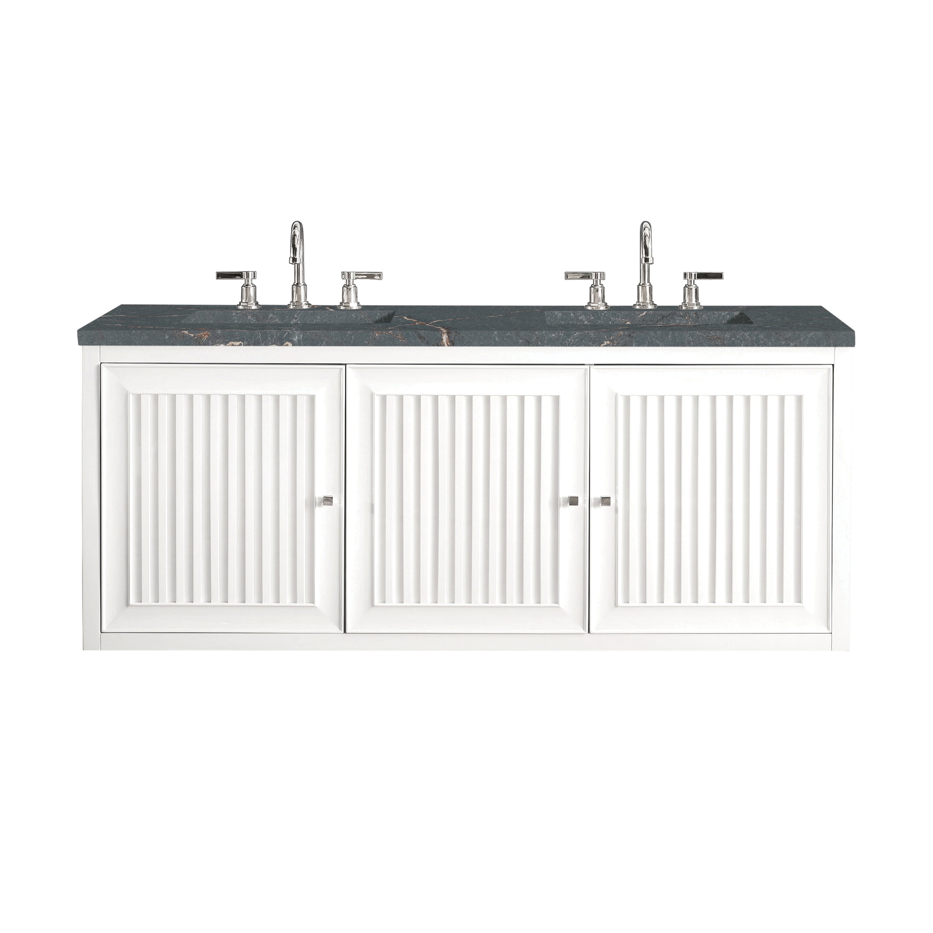 James Martin Athens 60" Double Vanity in Glossy White with 3cm Countertop