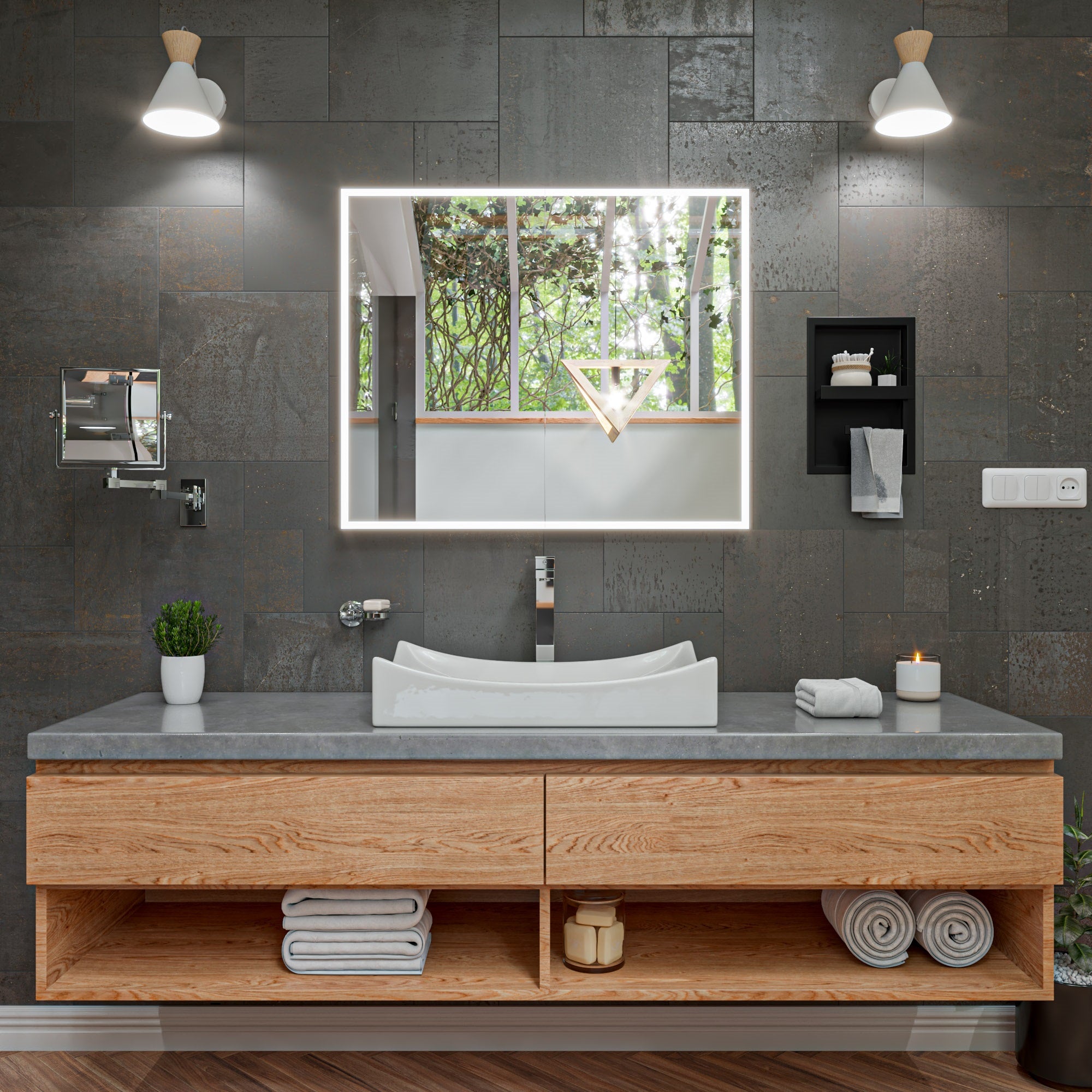 ALFI brand AB1129 Tall Square Single Lever Bathroom Faucet