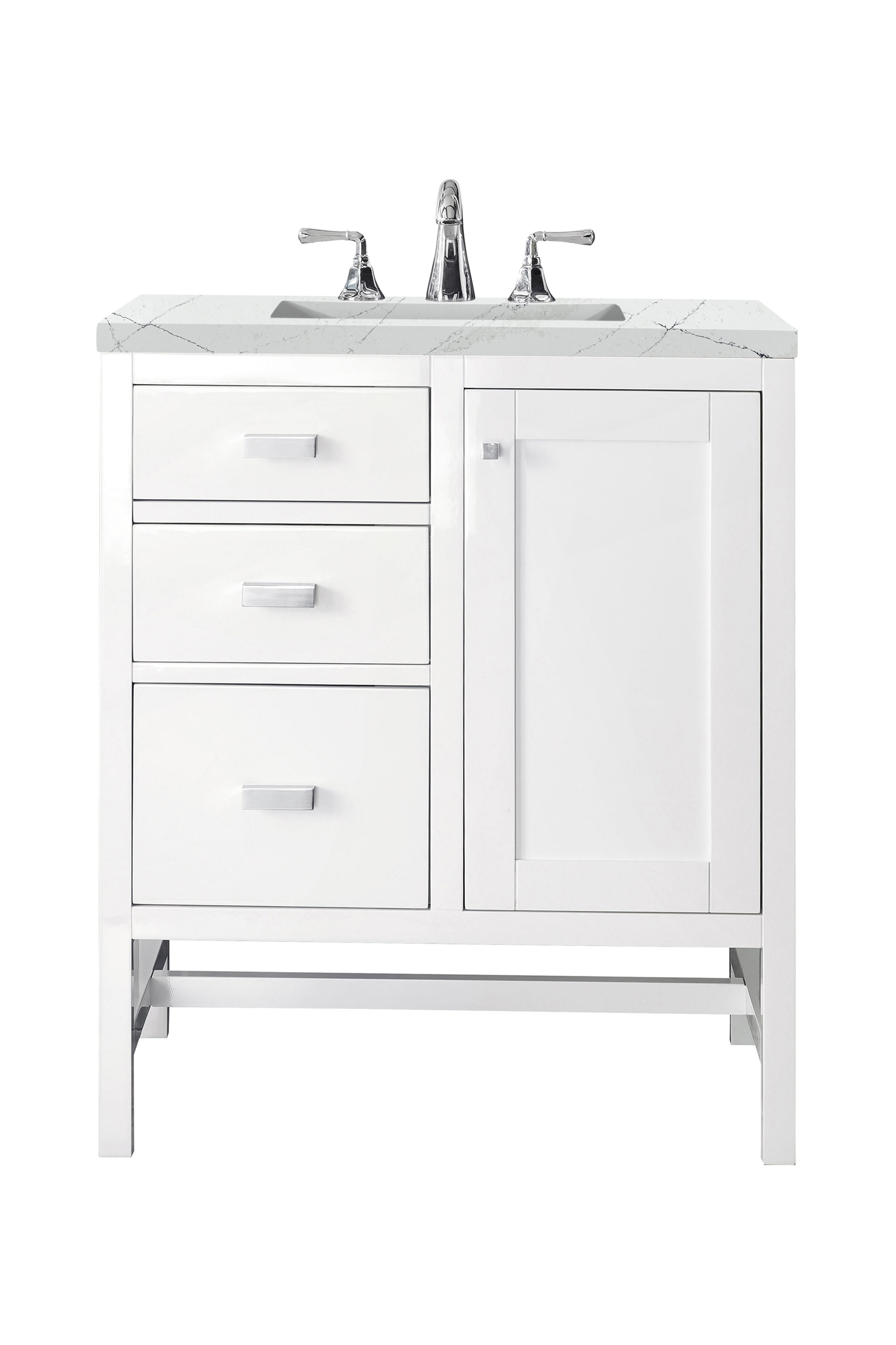 James Martin Addison 30" Single Vanity in Glossy White with 3cm Countertop