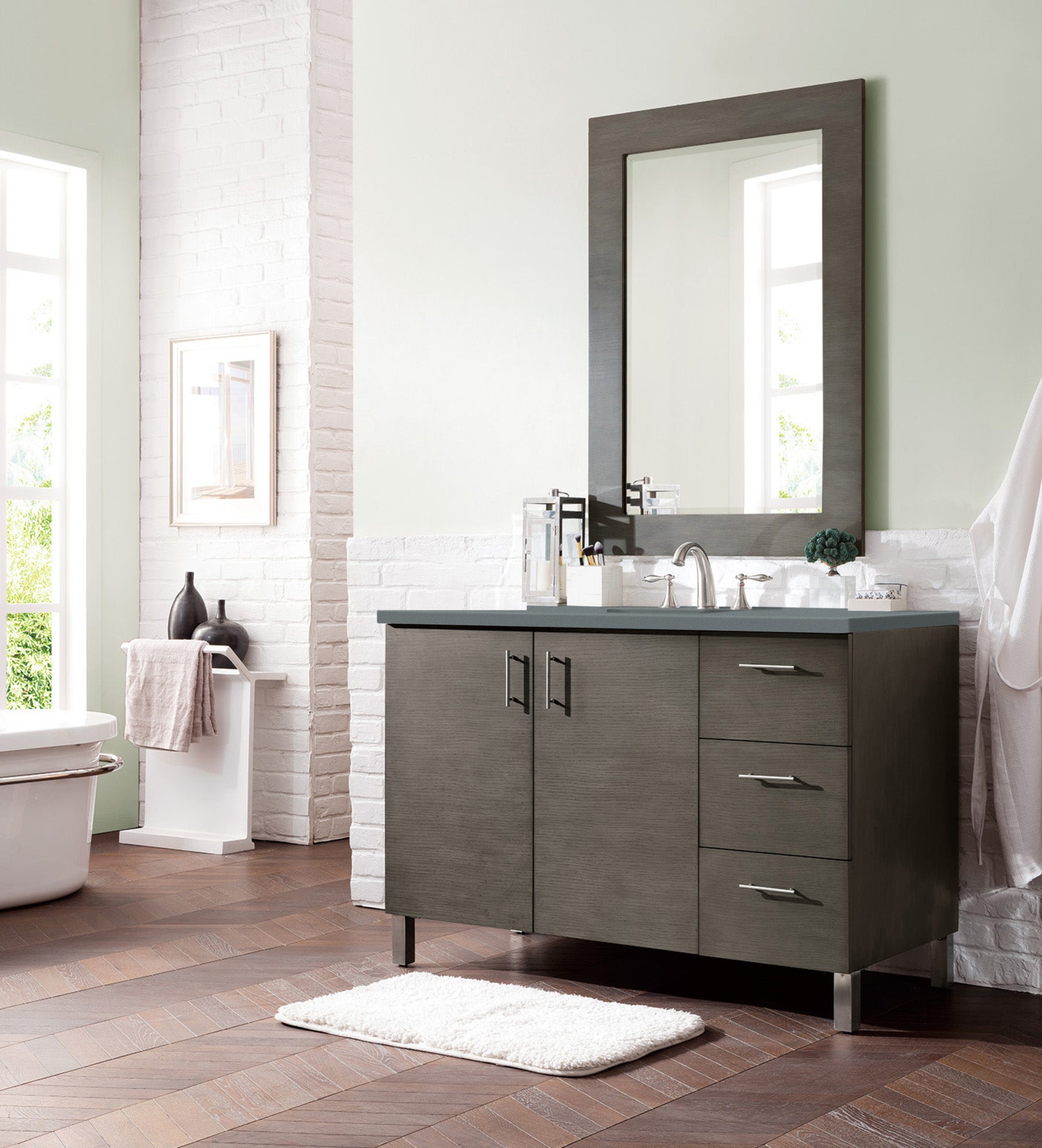 James Martin Metropolitan 48" Single Vanity in Silver Oak with 3cm Countertop