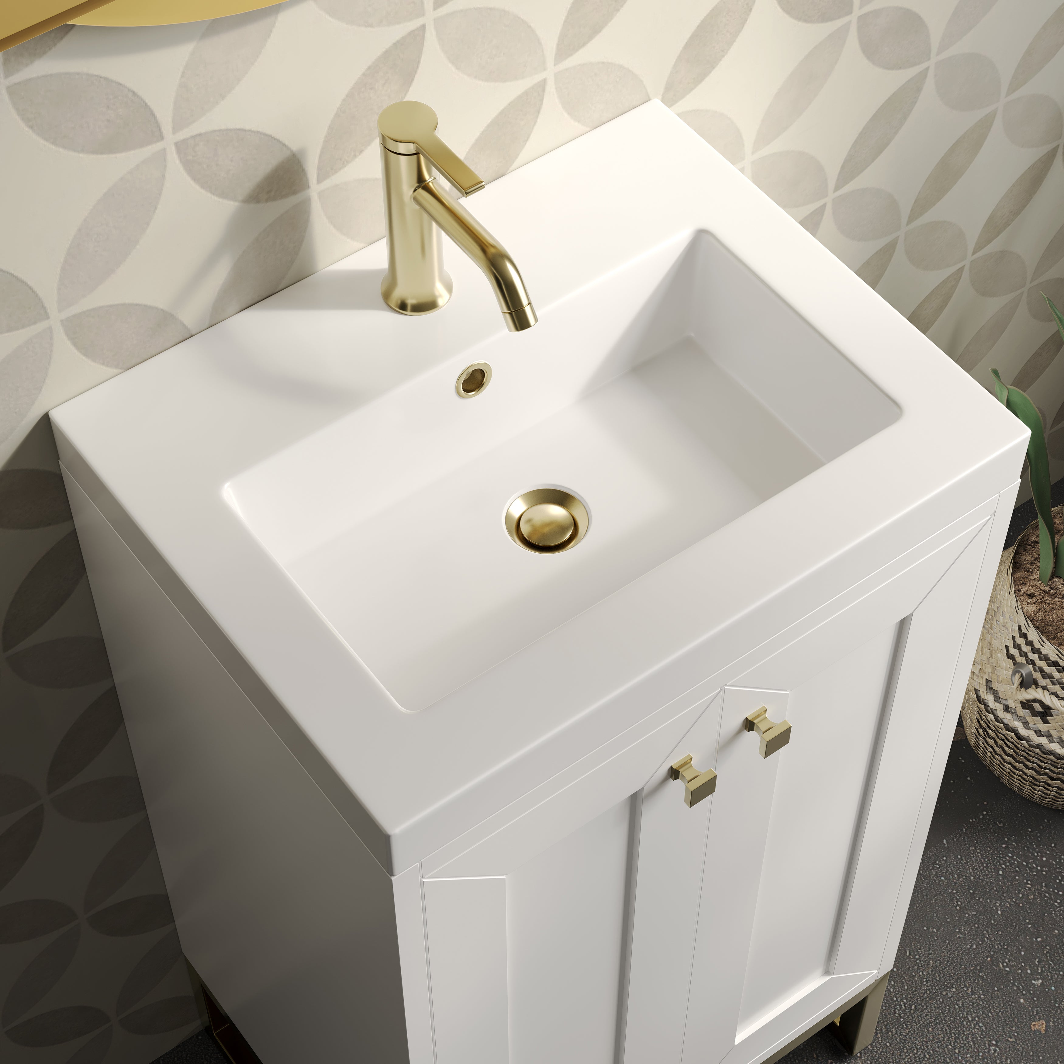 James Martin Chianti 20" Single Vanity in Glossy White with White Glossy Composite Stone Top