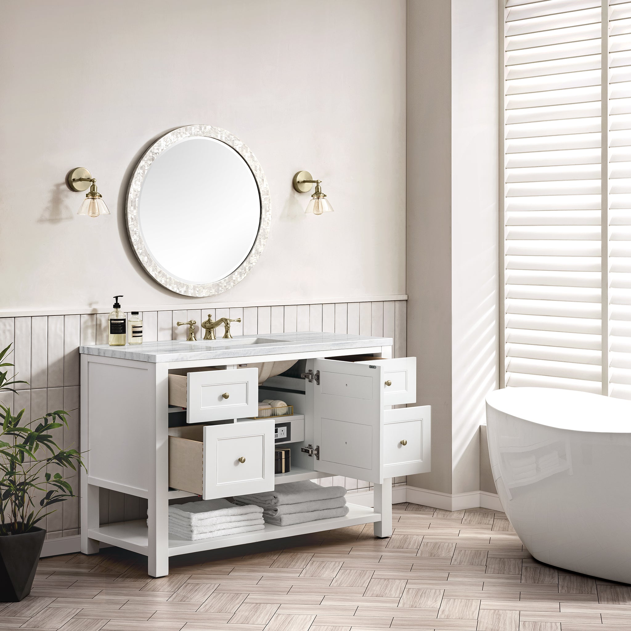 James Martin Breckenridge 48" Single Vanity in Bright White with 3cm Countertop
