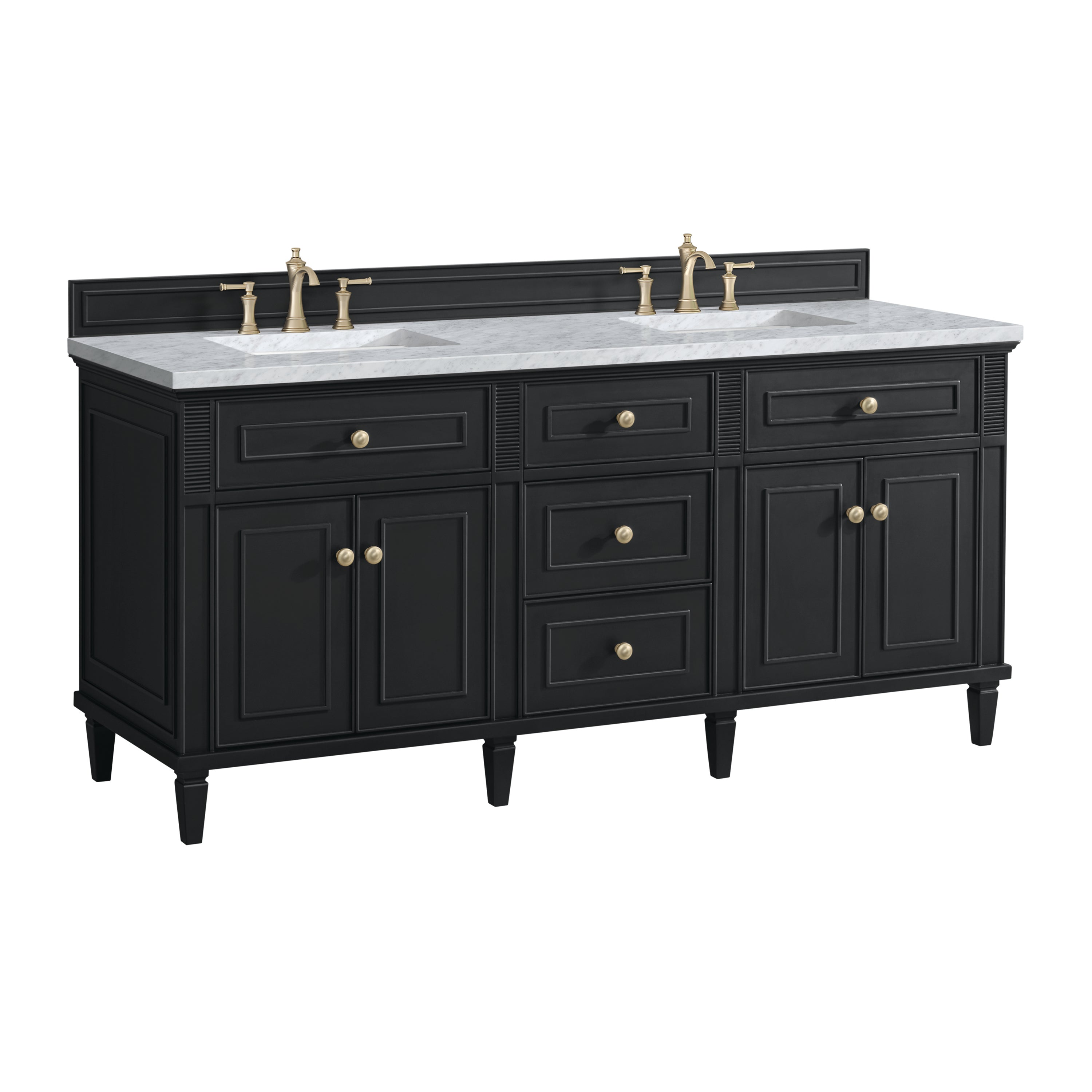 James Martin Lorelai 72" Double Vanity in Black Onyx with 3cm Countertop